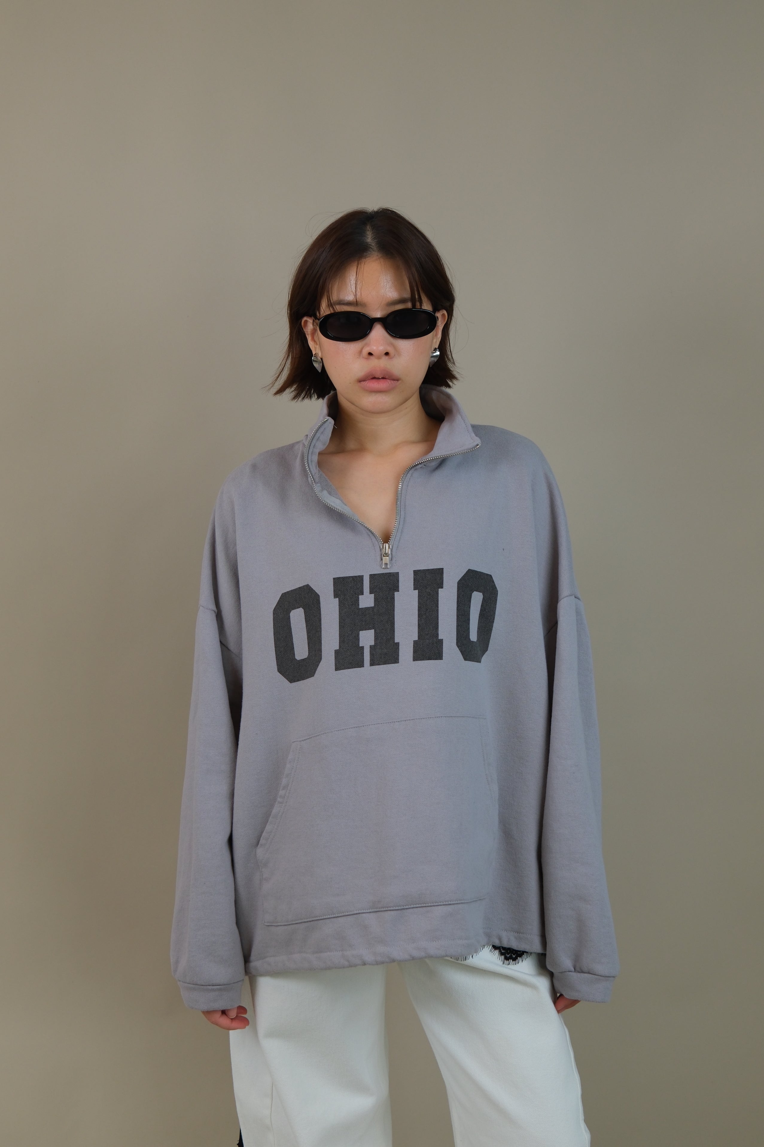 OHIO half zip mock neck sweatshirt