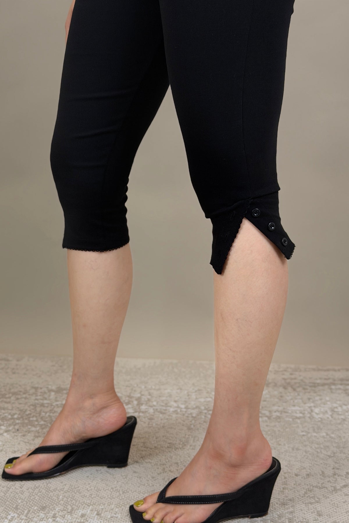 Lennie Button Hem Capri Leggings