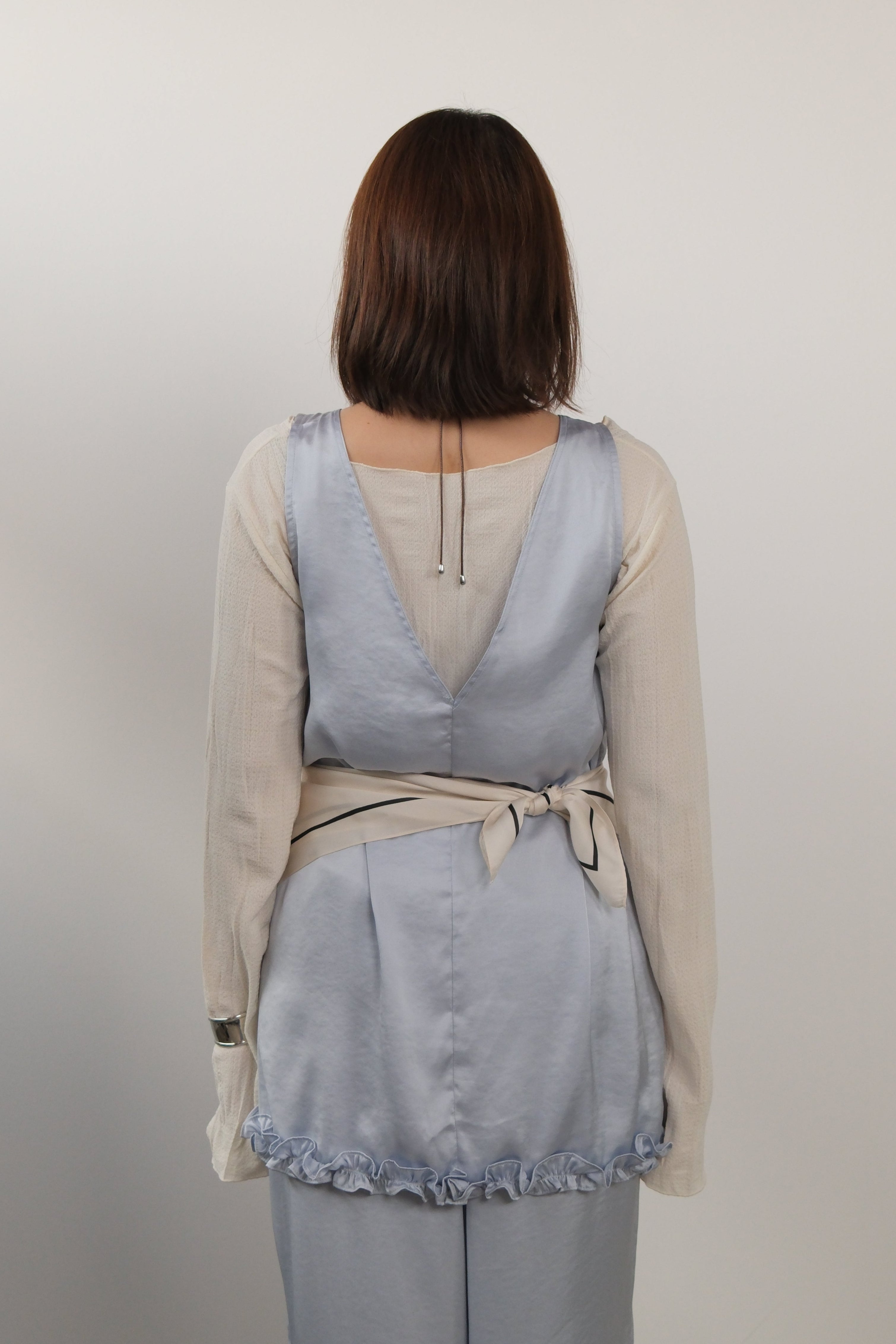 Flaw double v neck satin blouse