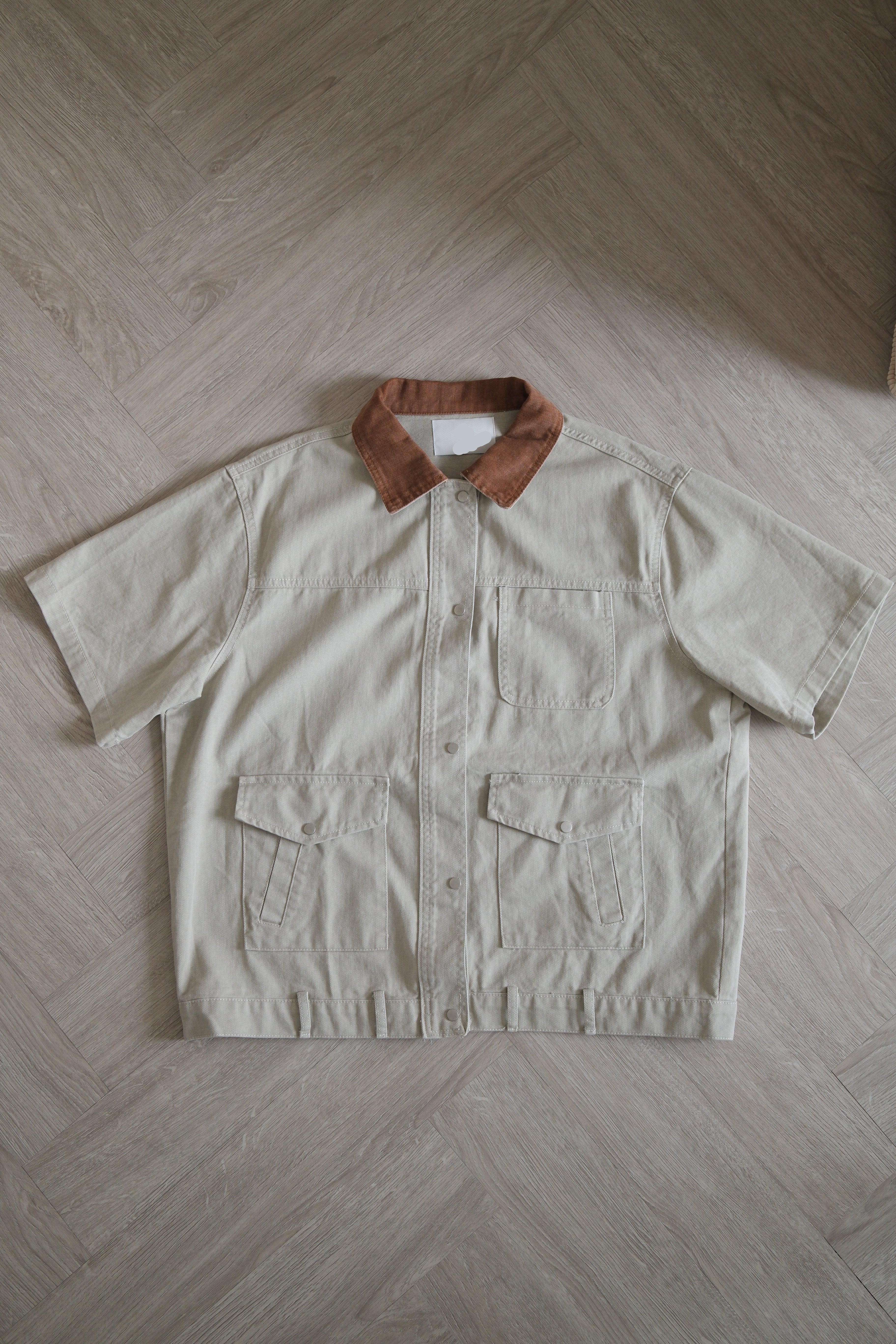 Belt loop short sleeve denim barn jacket