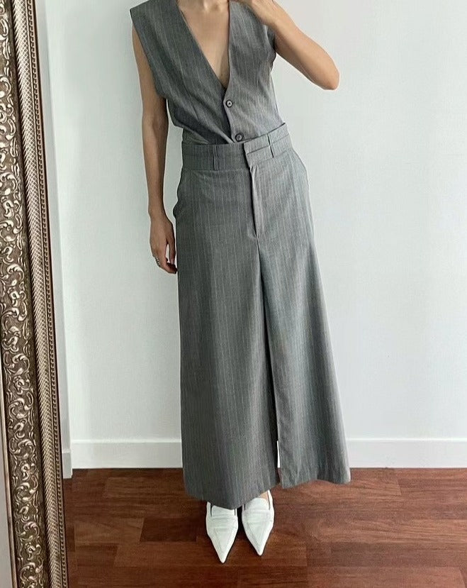 double waistband front split pencil skirt