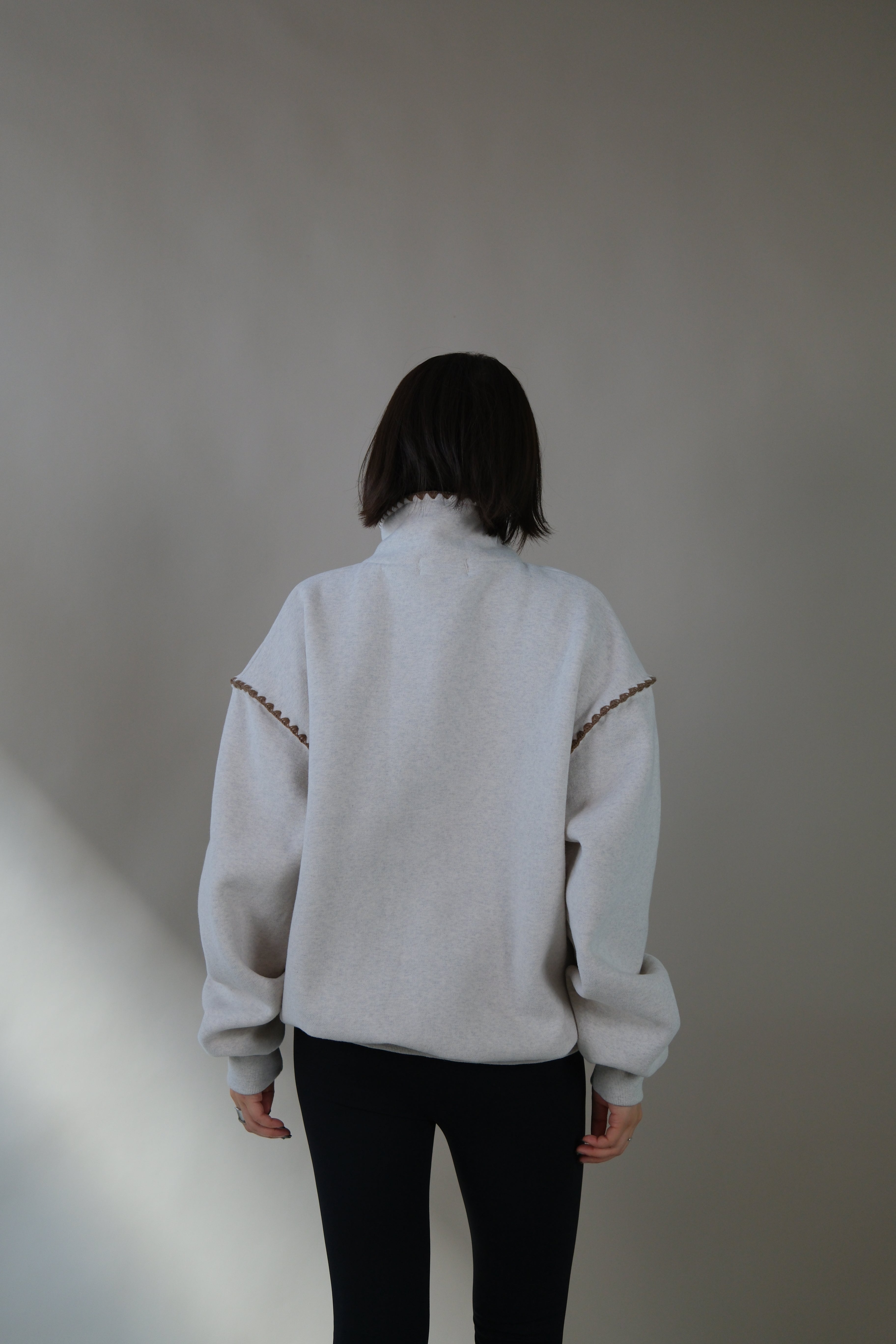 Fleece collar polo sweater