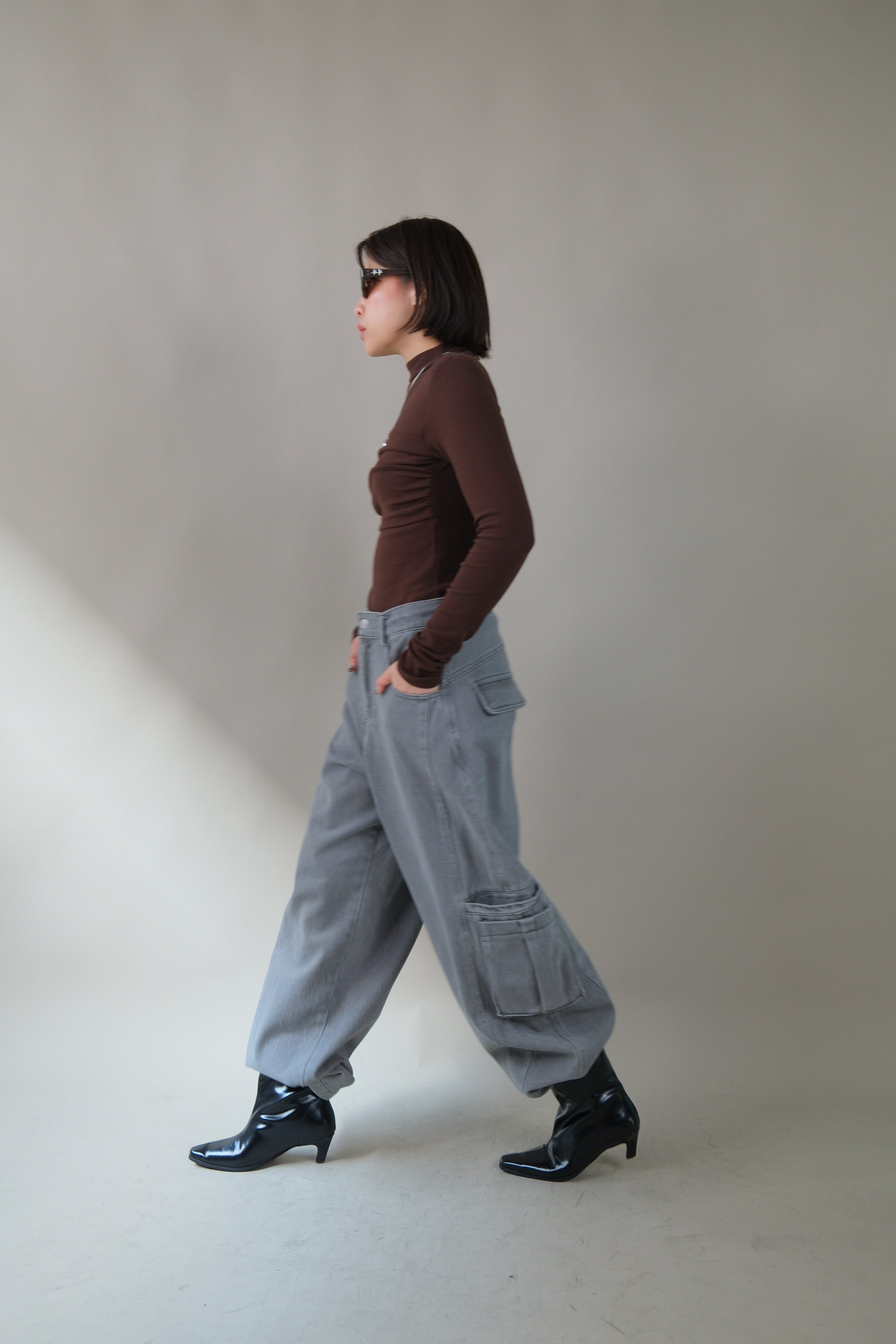 adjustable waist open pocket wide leg jeans