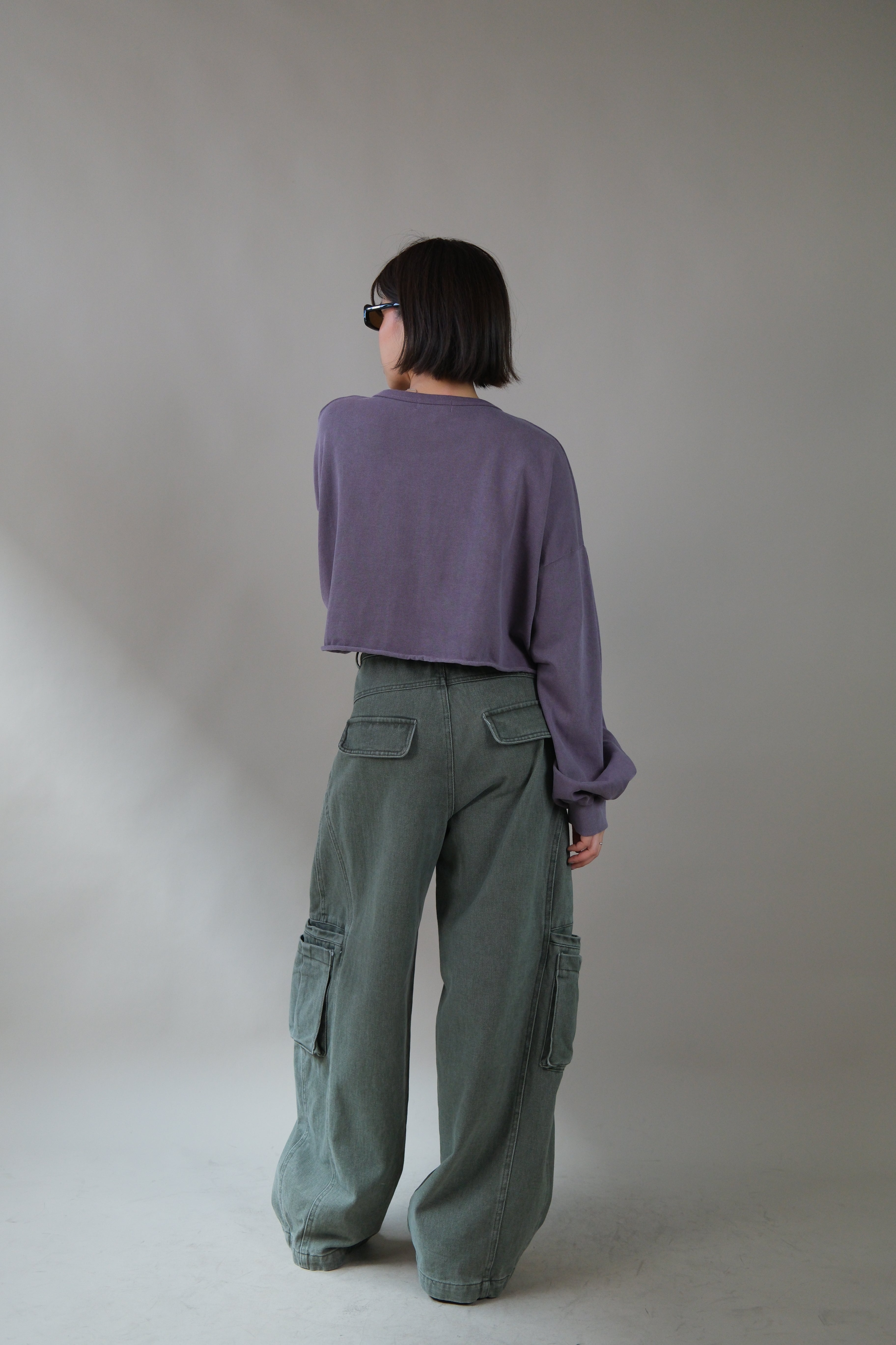 adjustable waist open pocket wide leg jeans