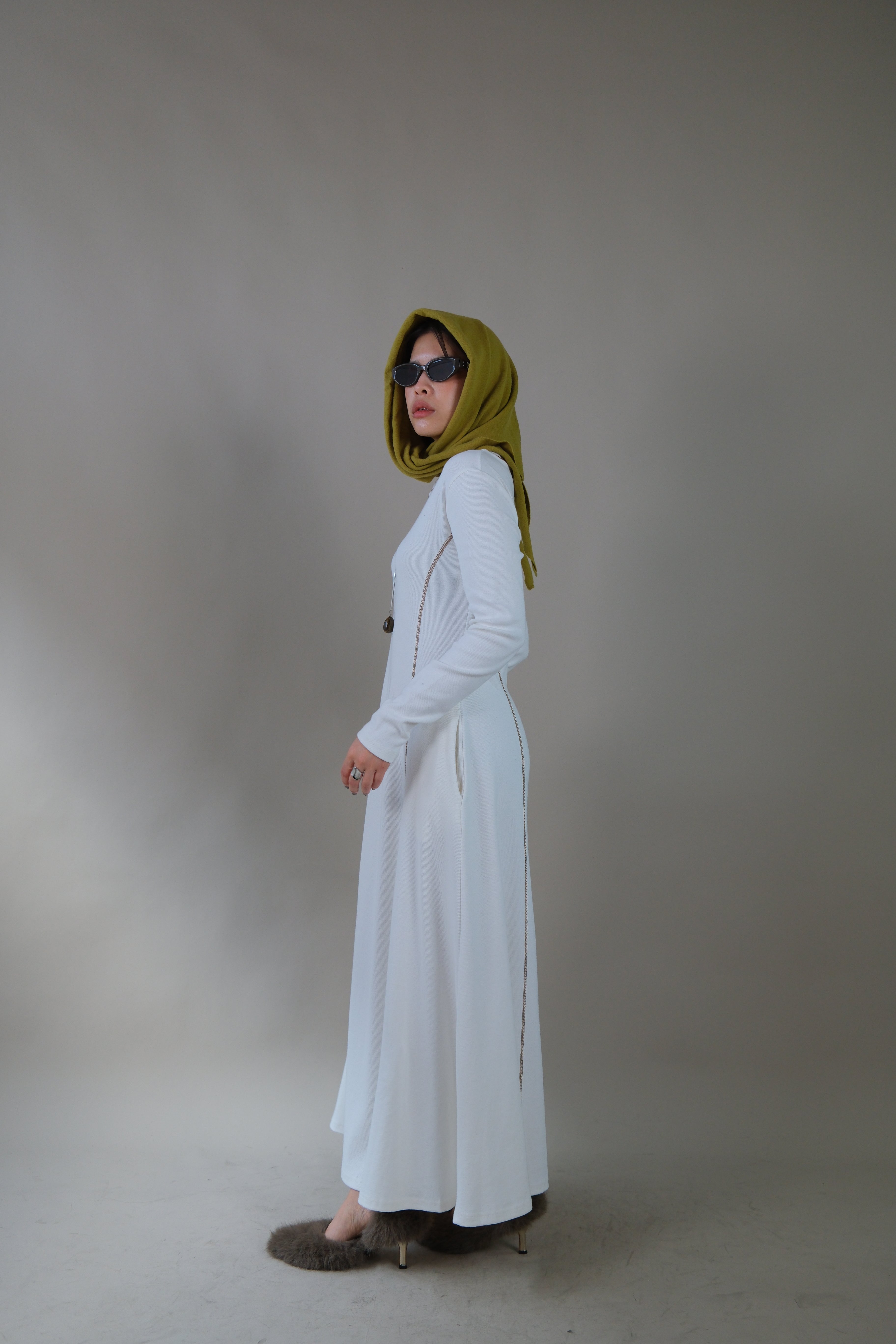 Silhouette cotton long sleeve maxi dress