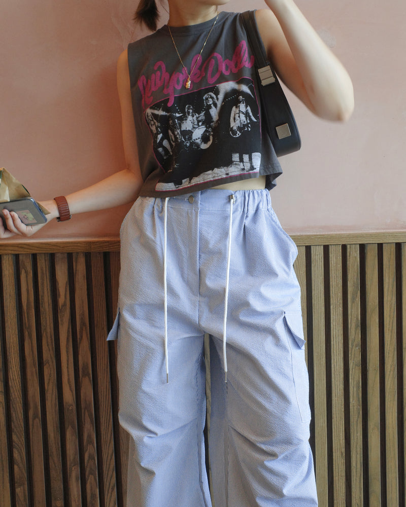cotton stripe cargo pants