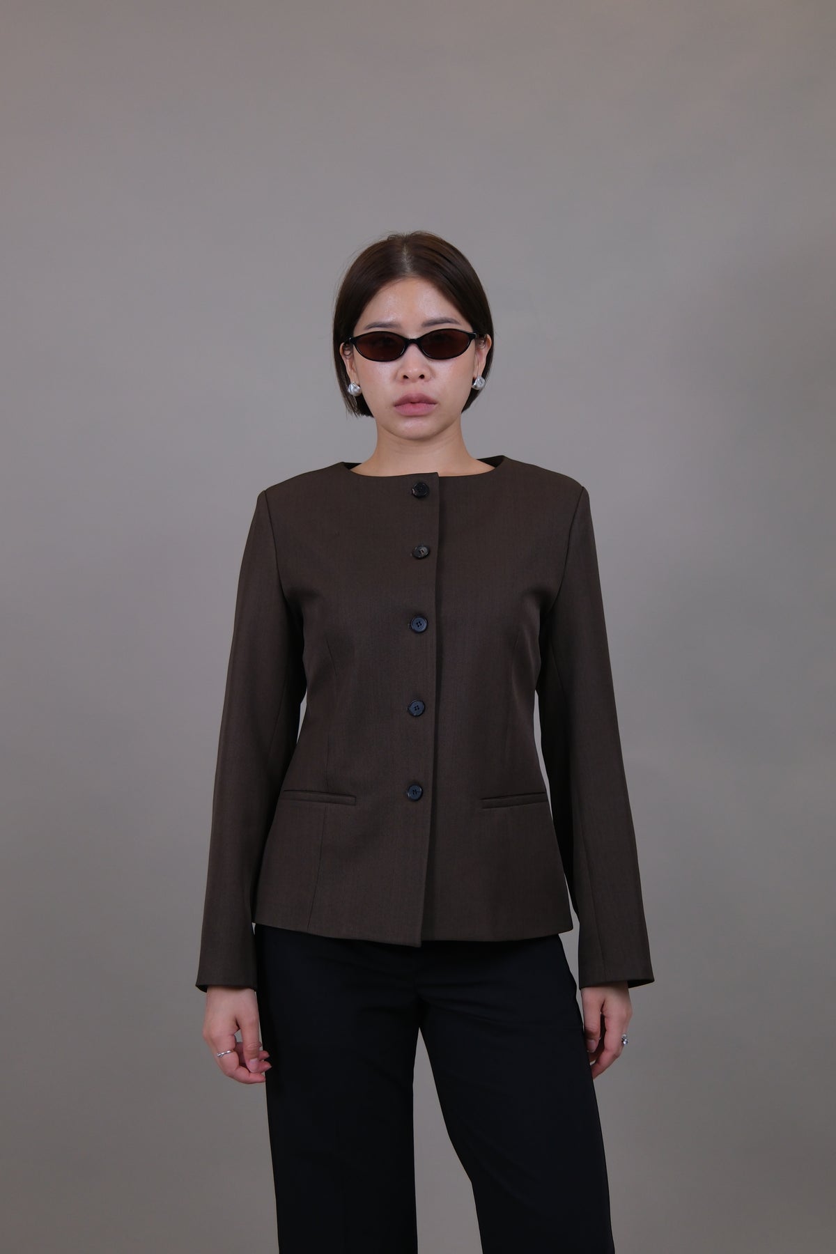 Celine Sculpted Collarless Blazer
