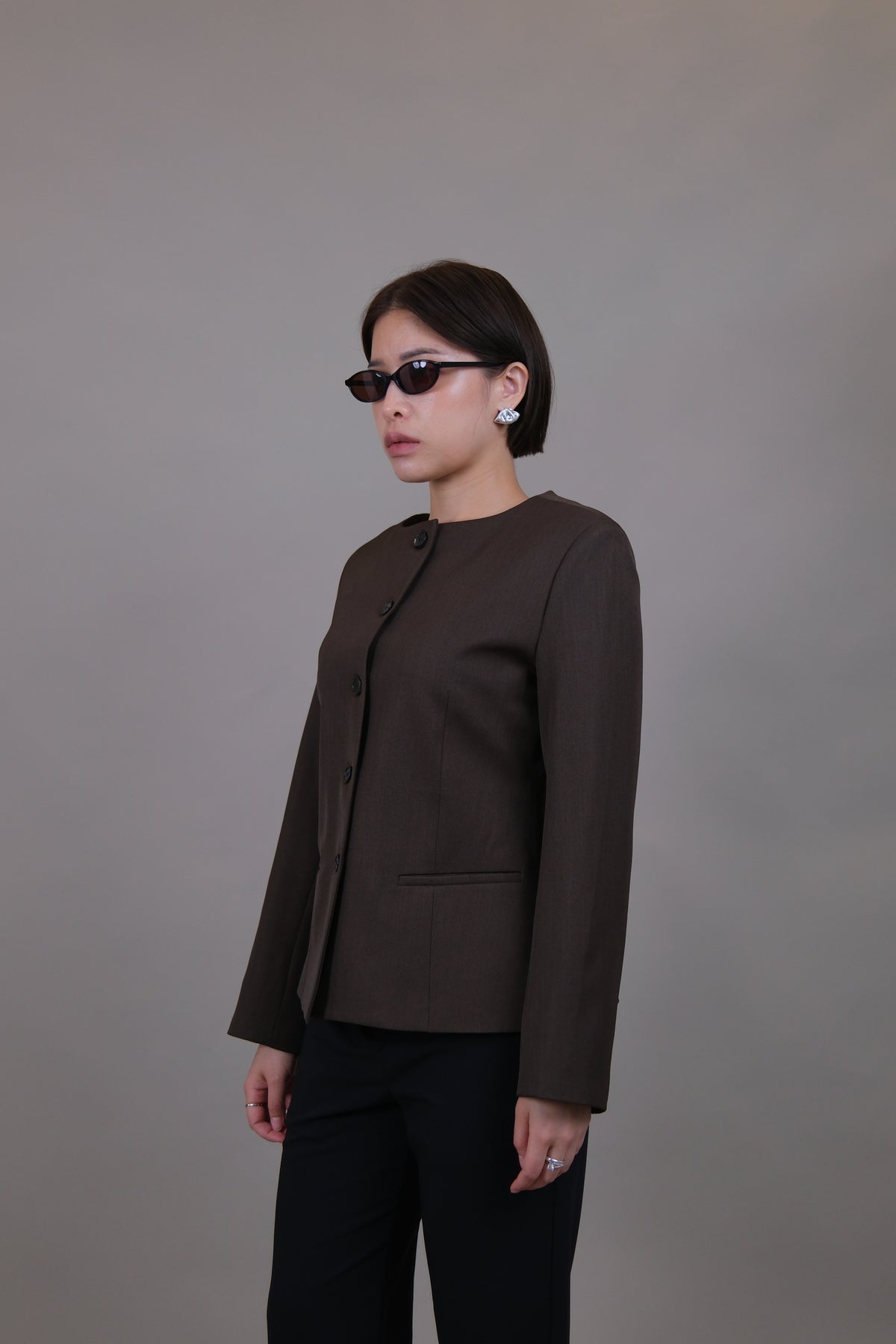 Celine Sculpted Collarless Blazer