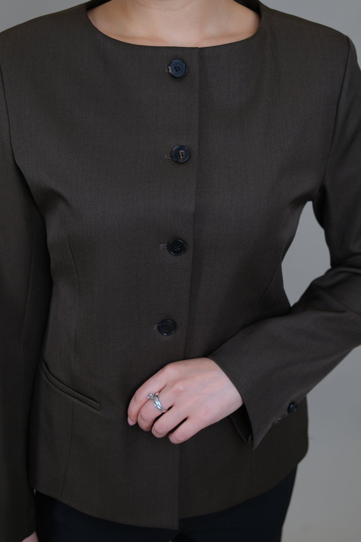 Celine Sculpted Collarless Blazer