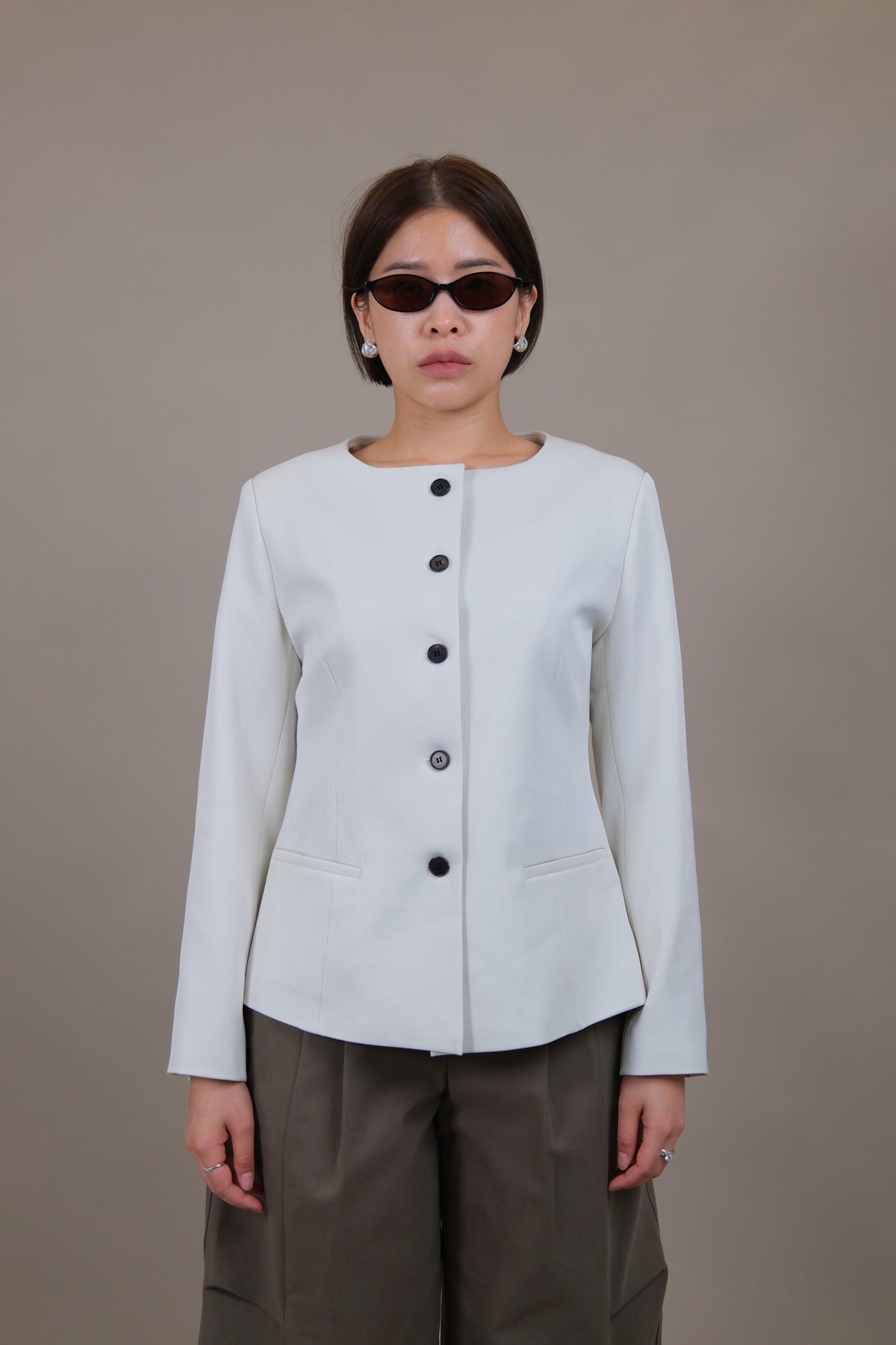 Celine Sculpted Collarless Blazer