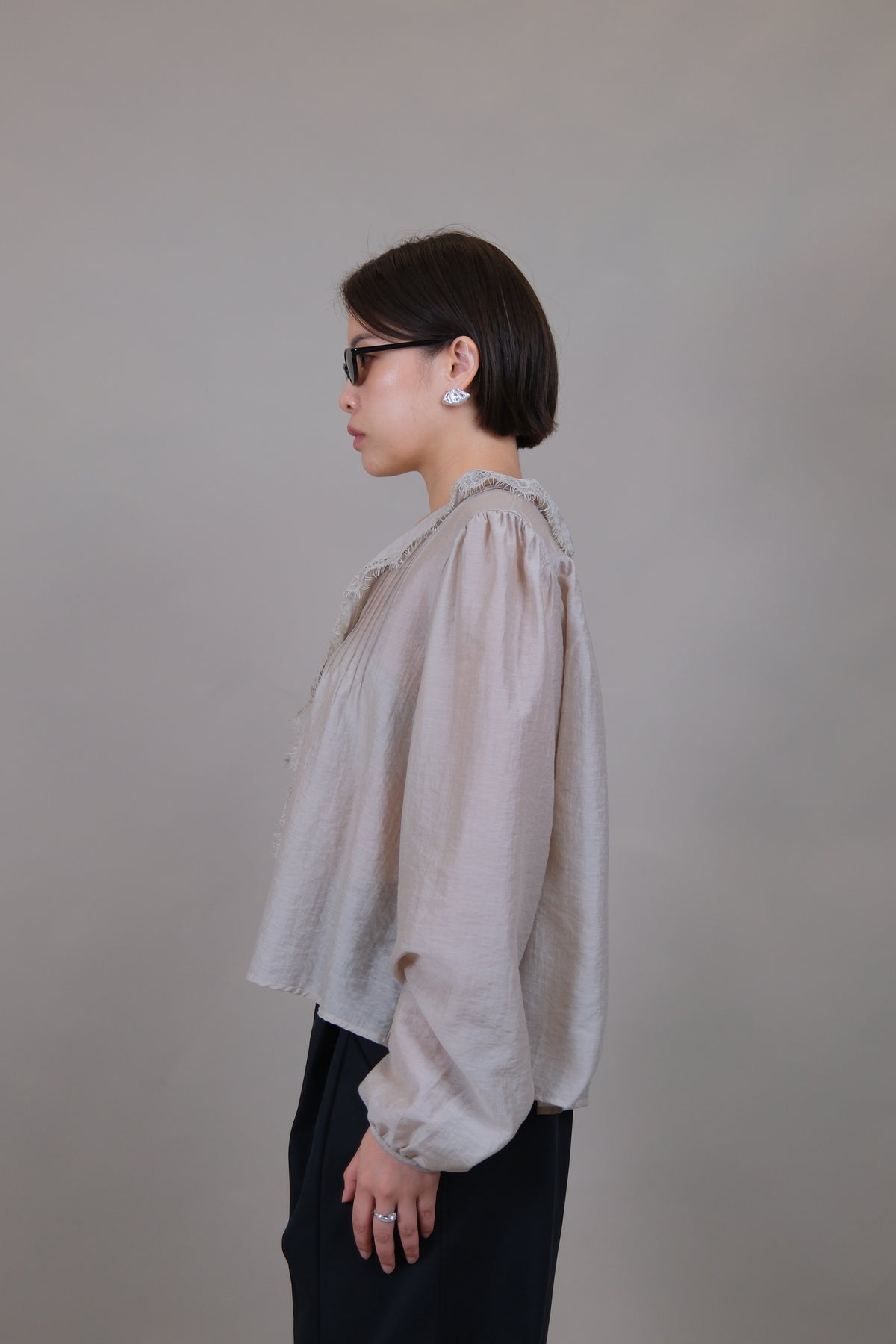 Elodie Ruffle Lace Sheer Blouse