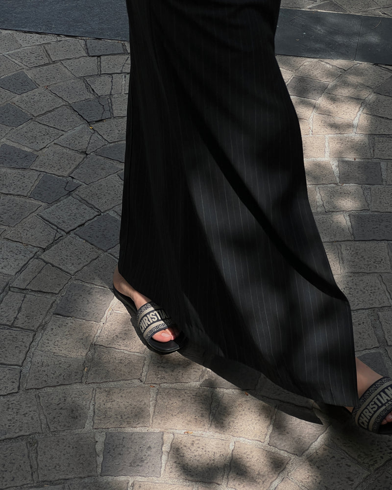 double waistband front split pencil skirt