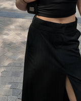 double waistband front split pencil skirt