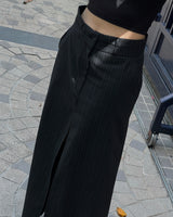double waistband front split pencil skirt