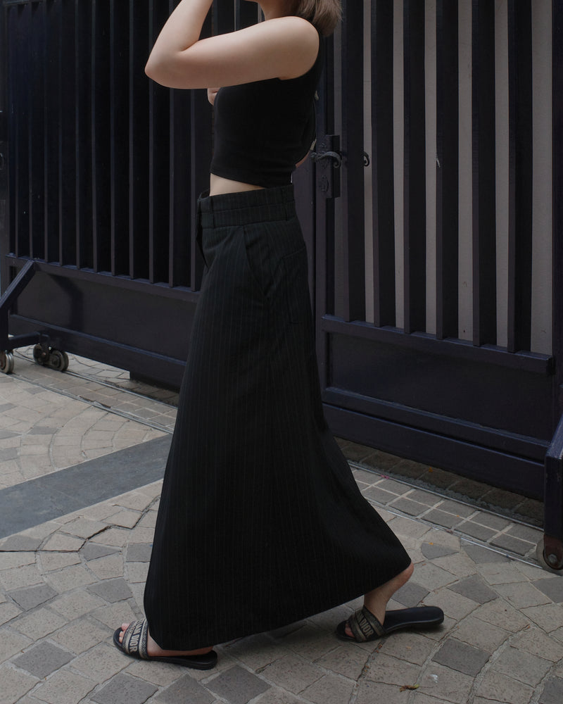 double waistband front split pencil skirt