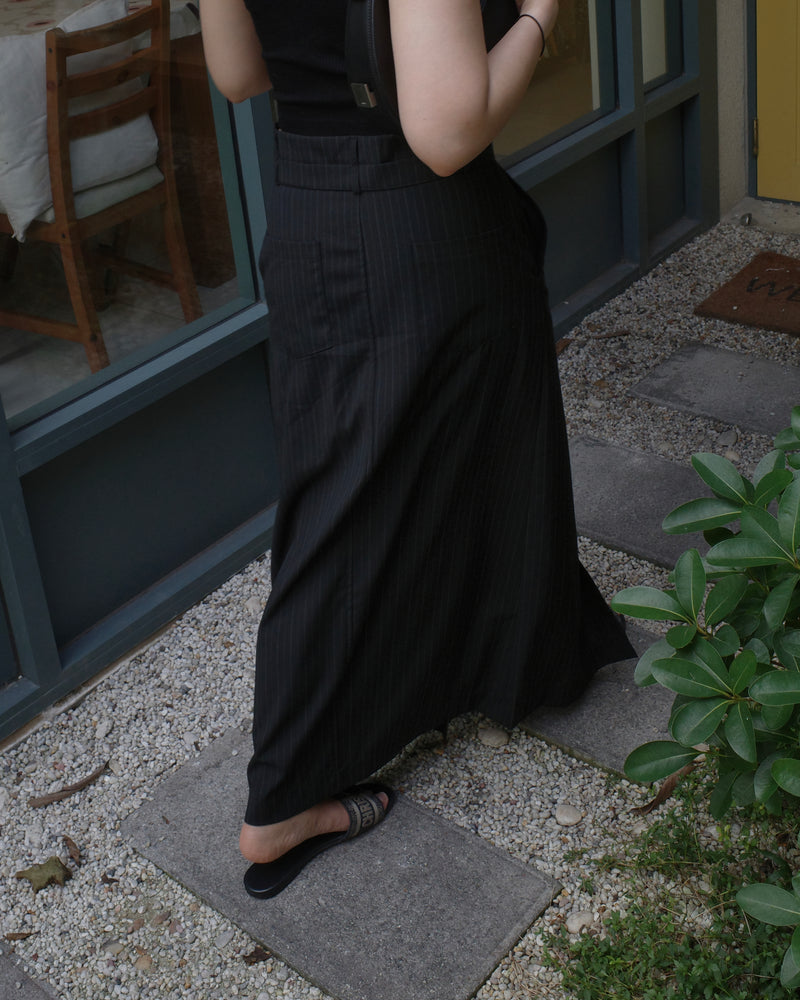 double waistband front split pencil skirt