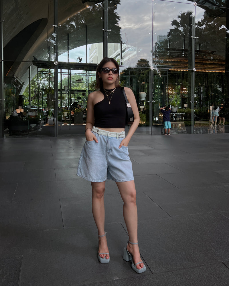 adjustable waist denim short