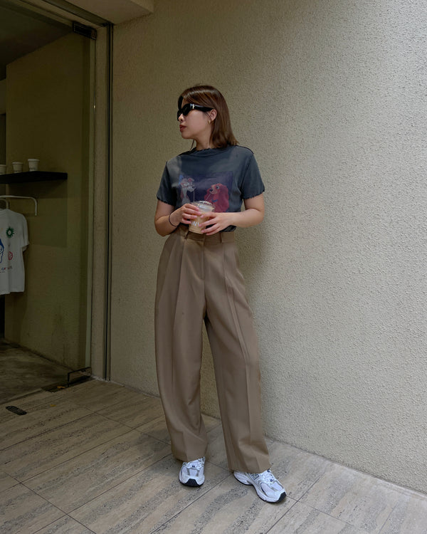 high rise pleated trousers