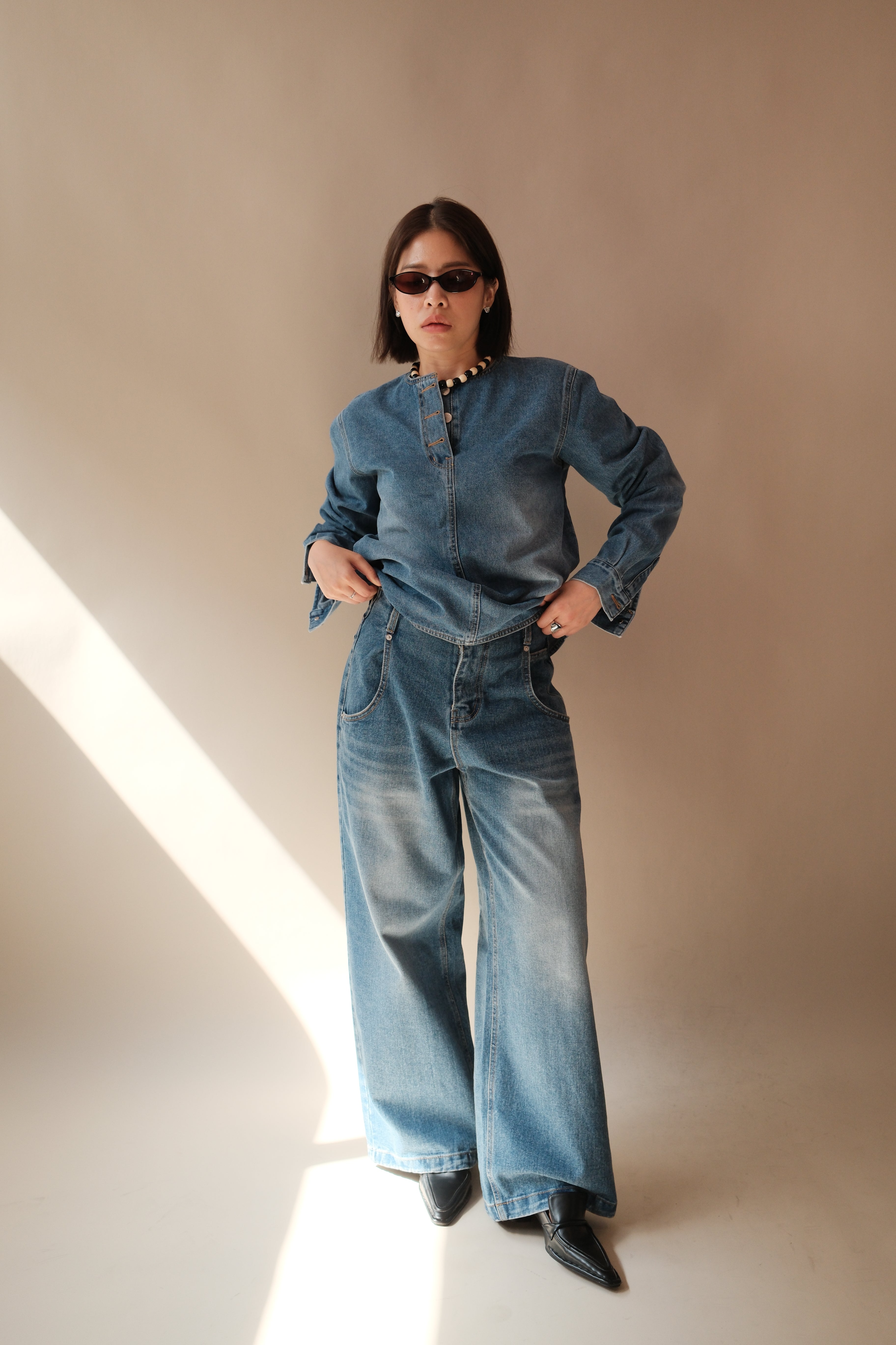 Coucou Large pocket wide leg jeans