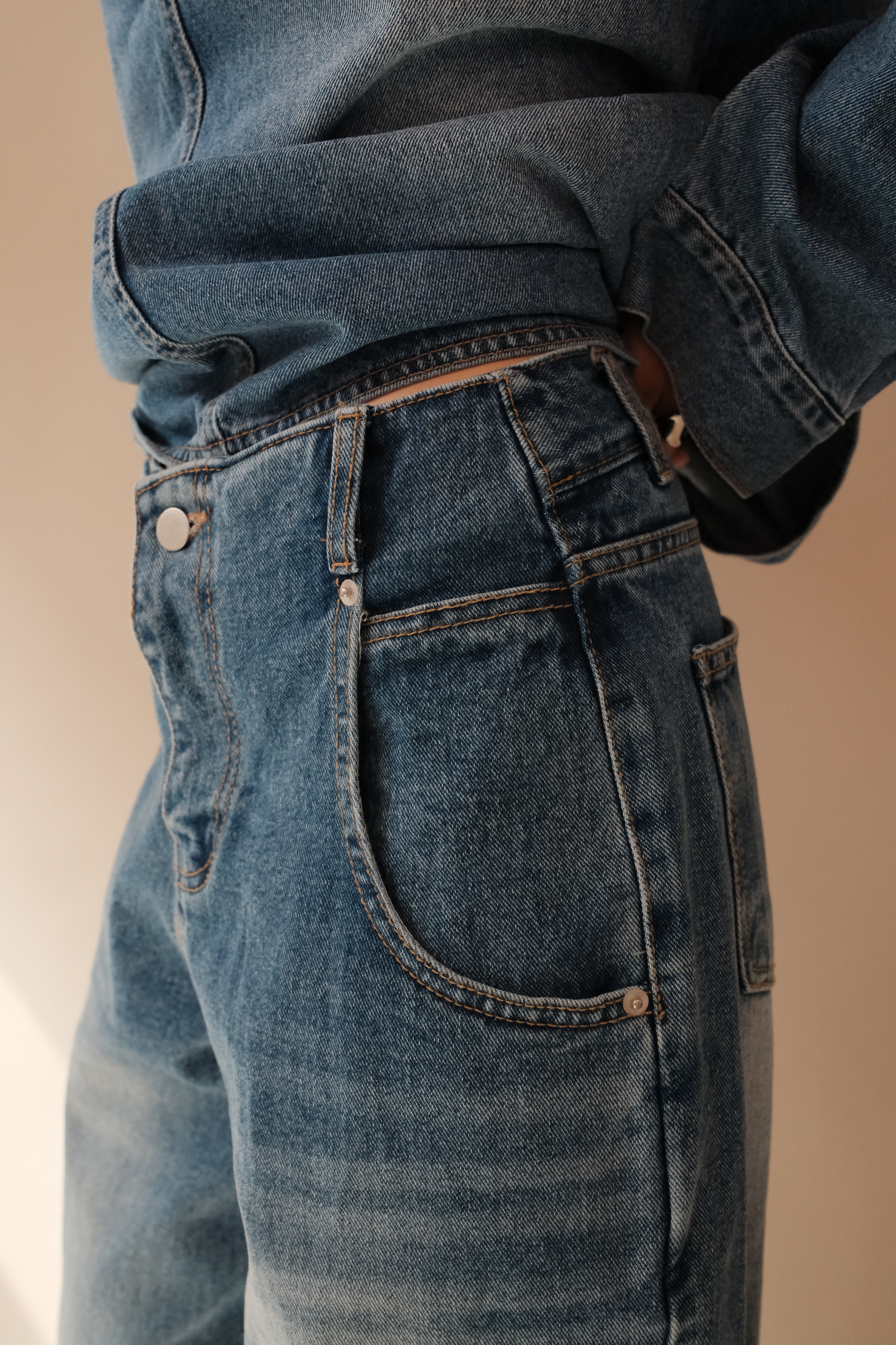 Coucou Large pocket wide leg jeans