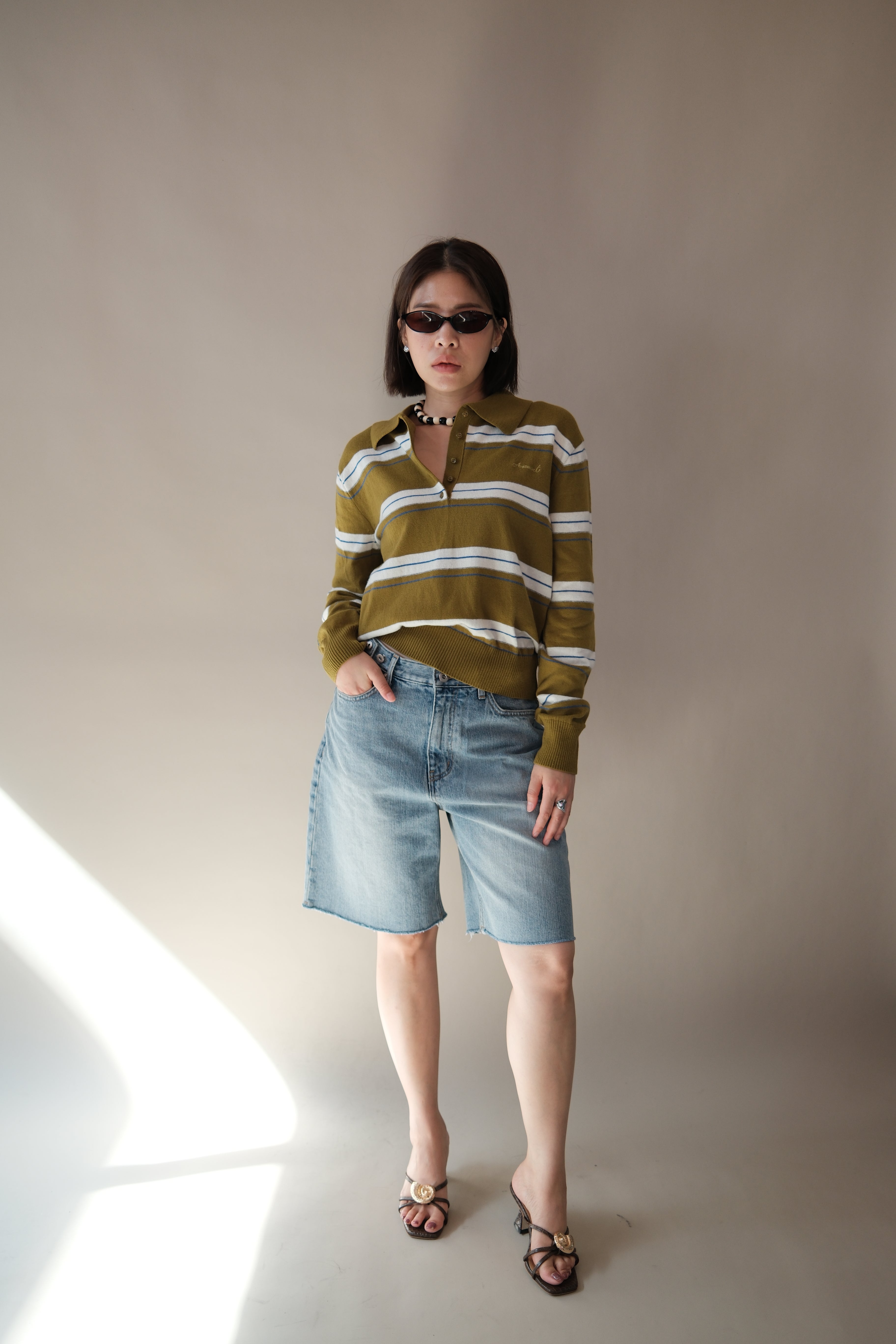 Lui adjustable waist slim denim shorts