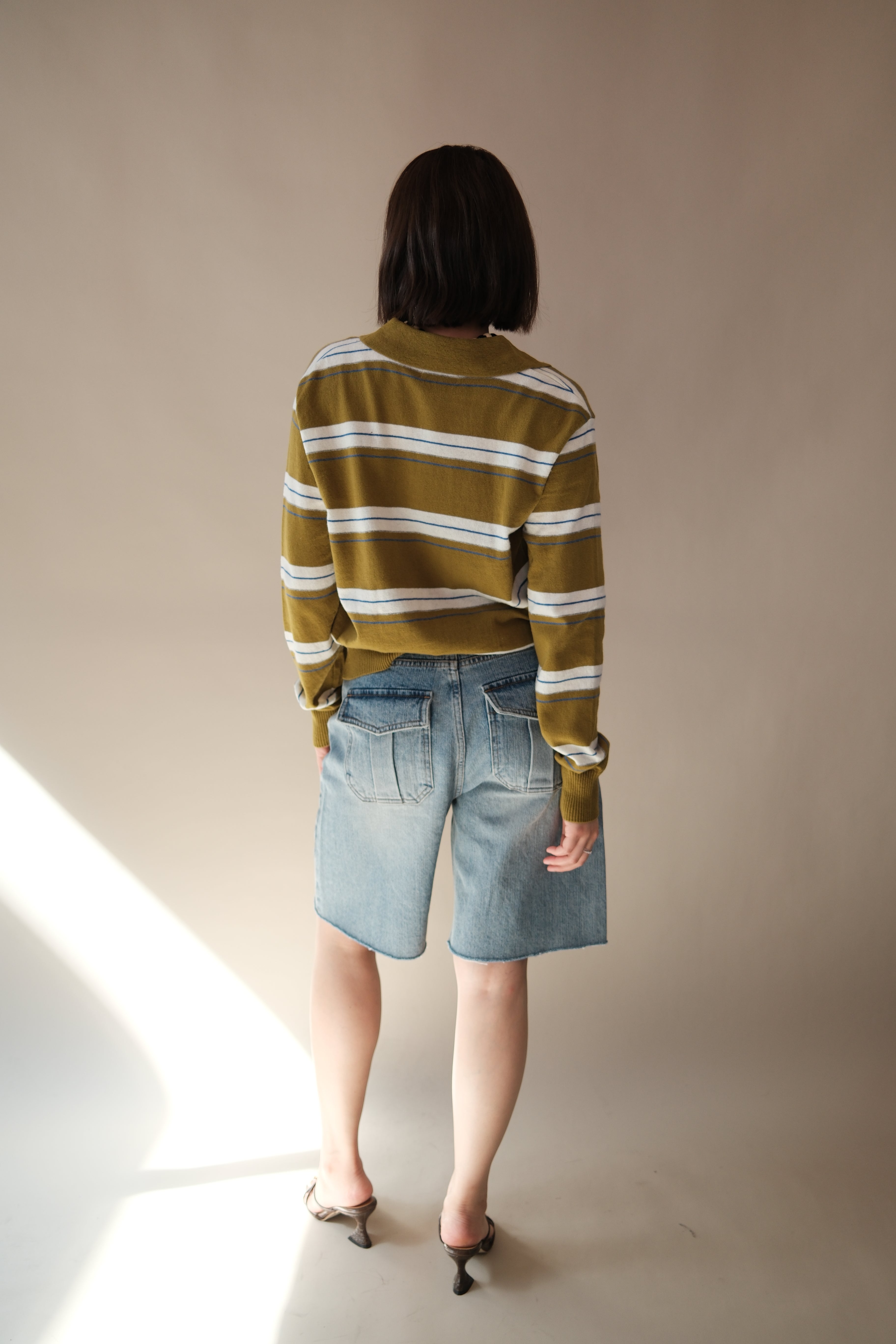 Lui adjustable waist slim denim shorts