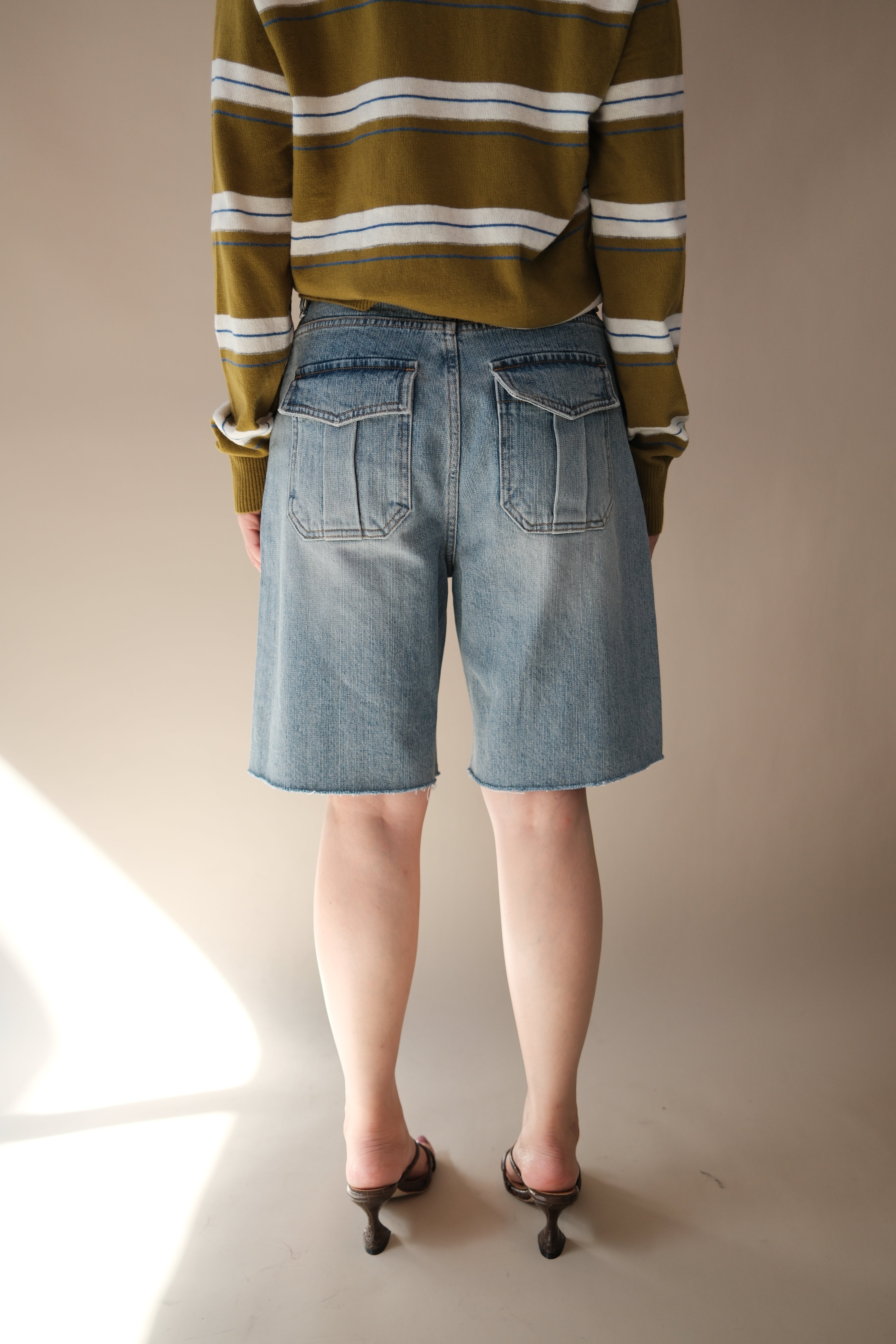 Lui adjustable waist slim denim shorts