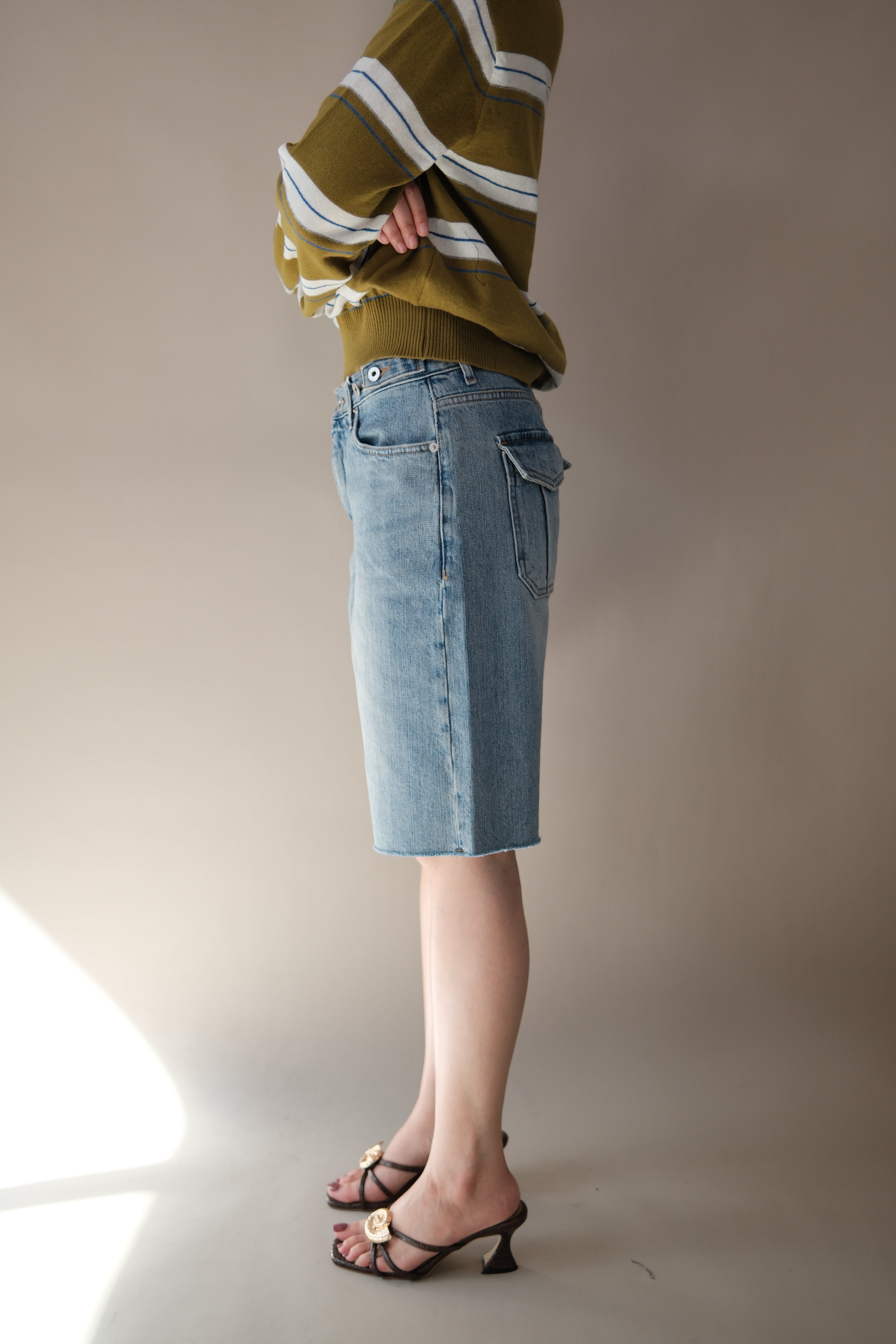 Lui adjustable waist slim denim shorts