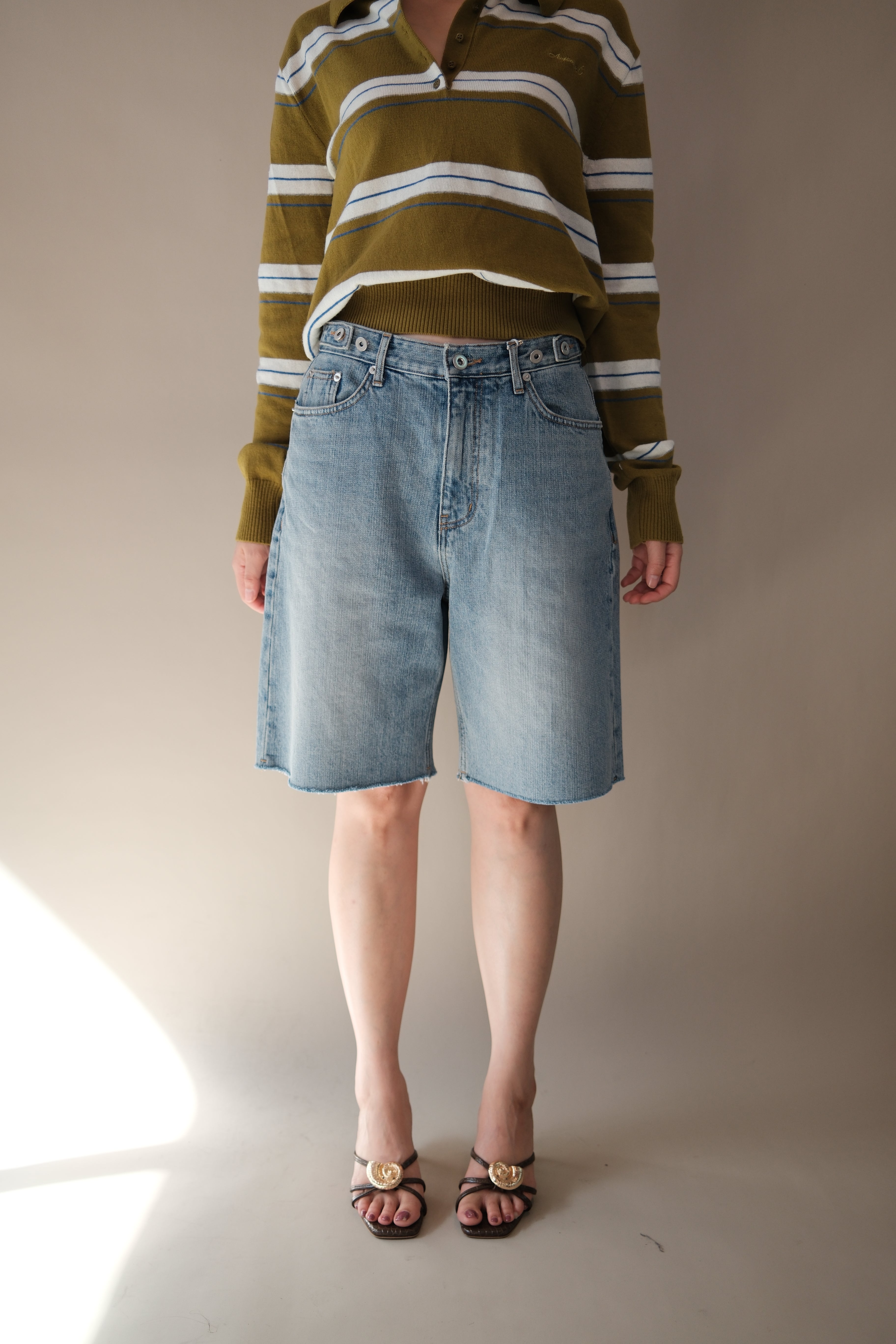 Lui adjustable waist slim denim shorts