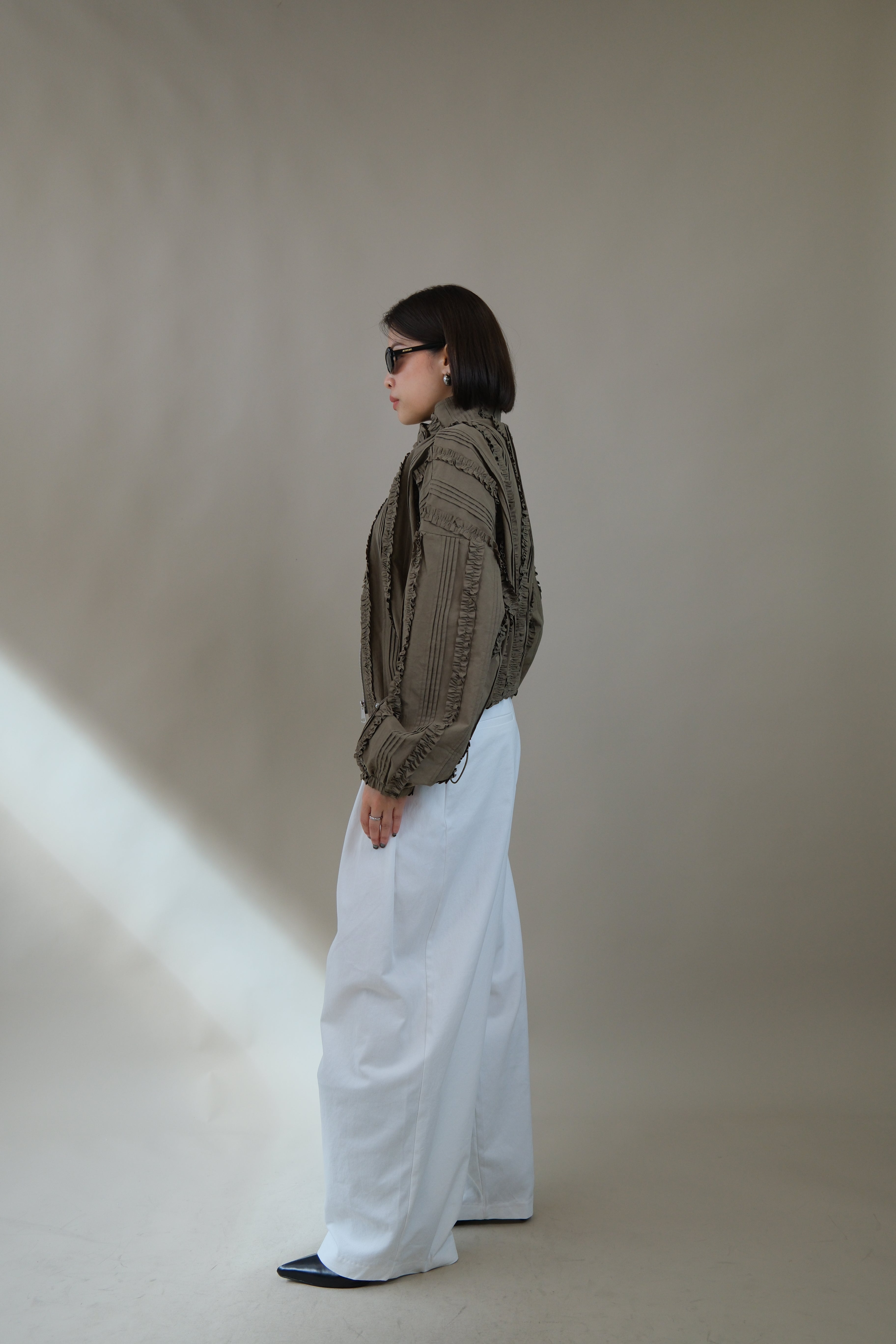 Ella ruffle bomber jacket