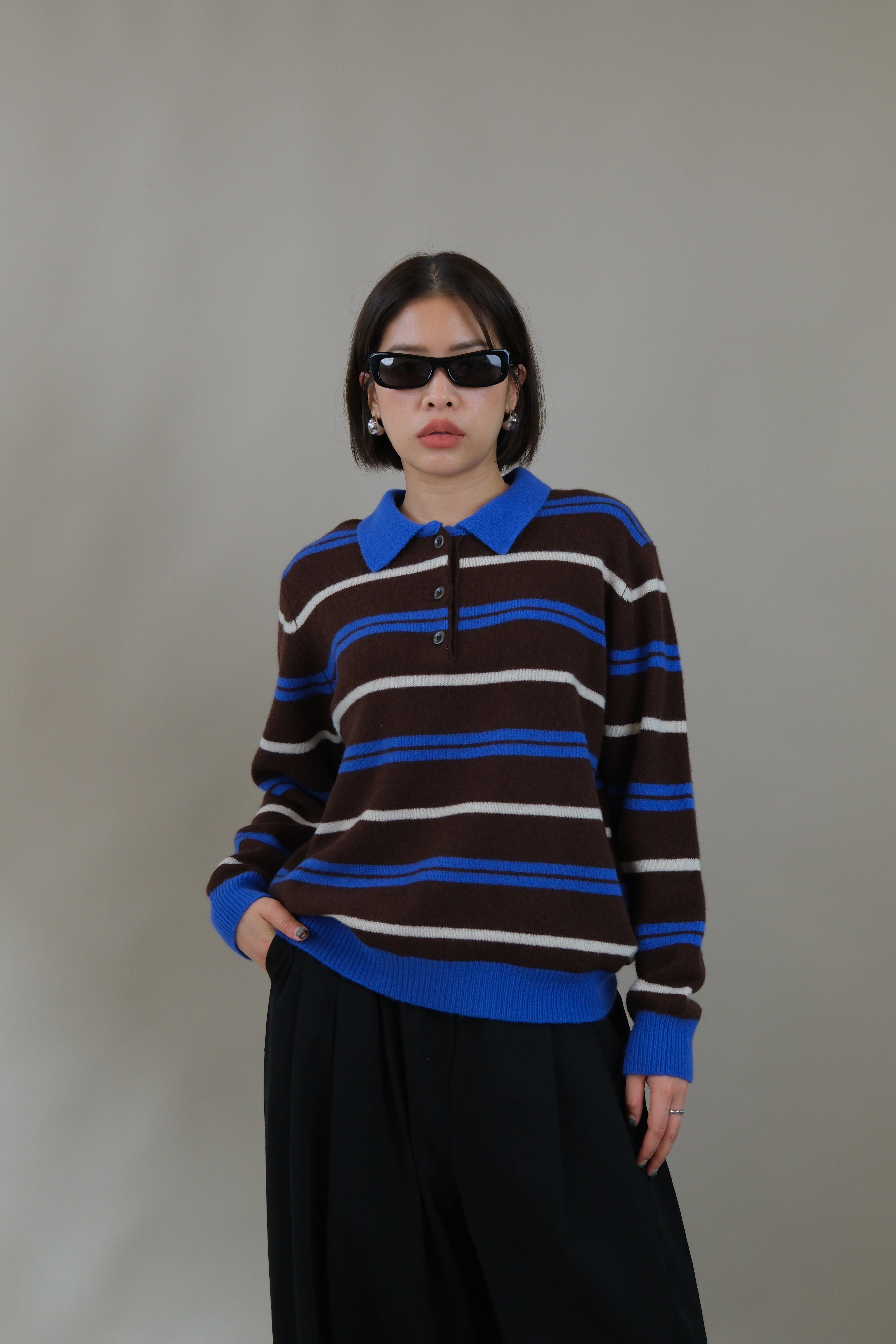 Yonni striped polo sweater