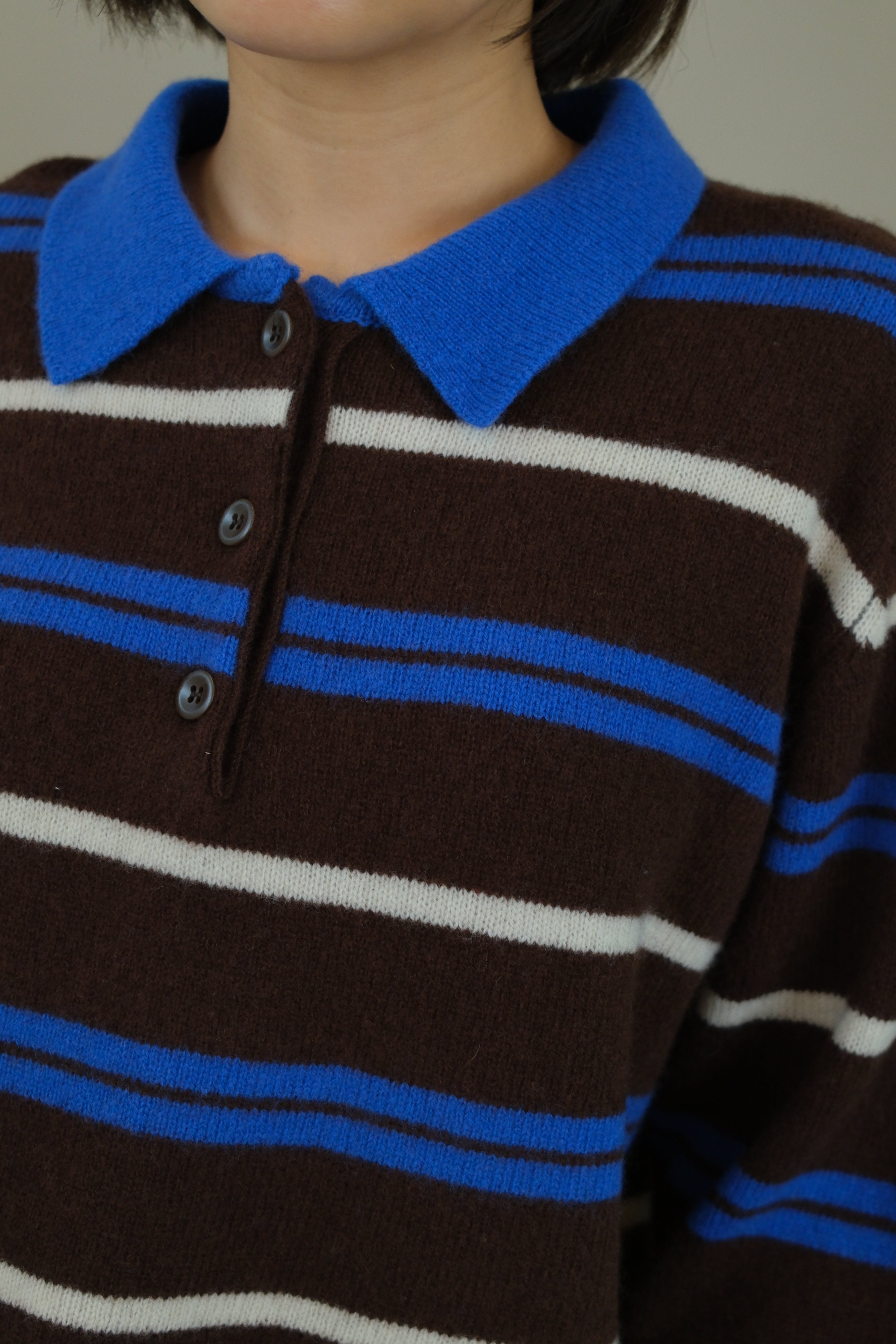 Yonni striped polo sweater