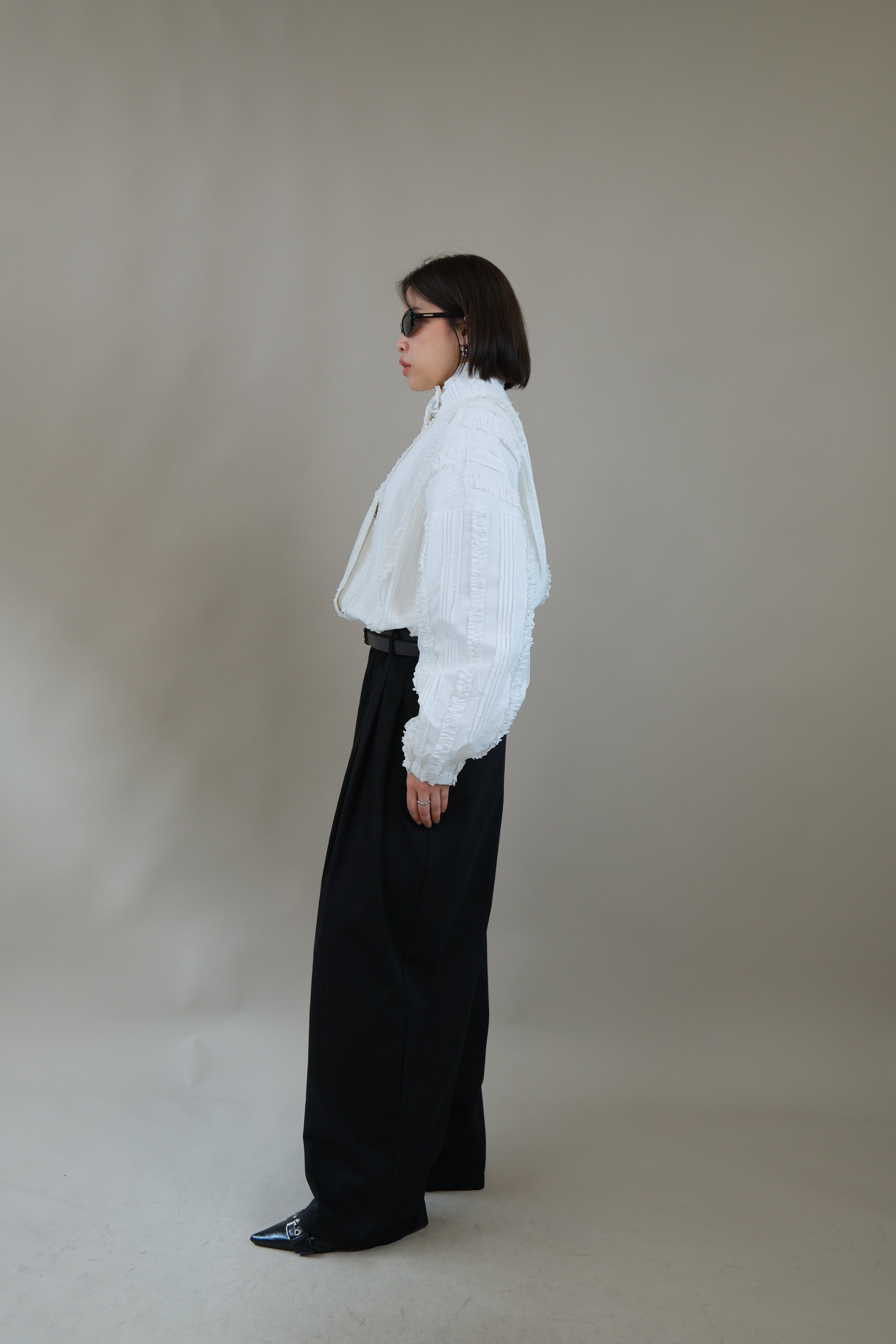 Ella ruffle bomber jacket