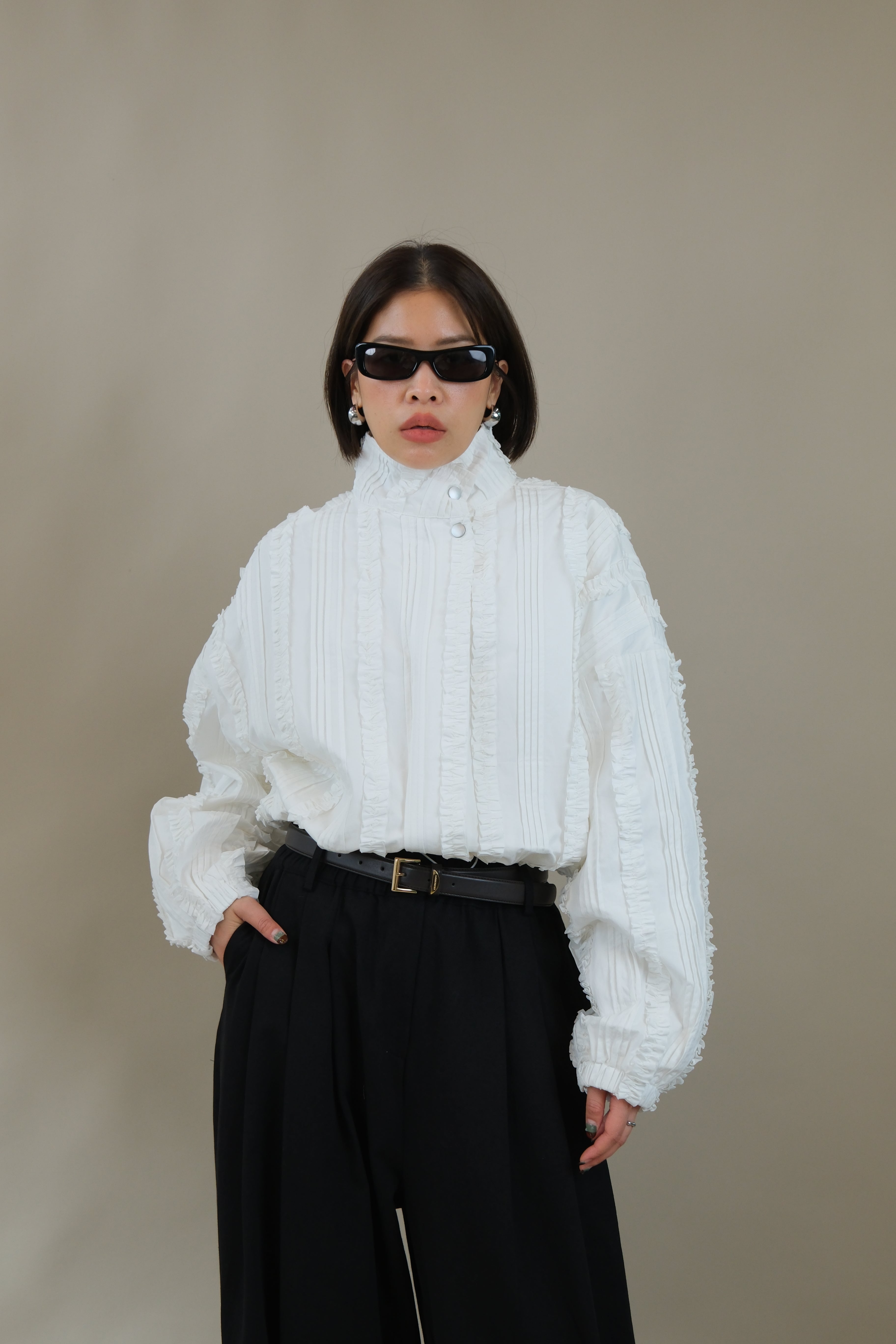 Ella ruffle bomber jacket