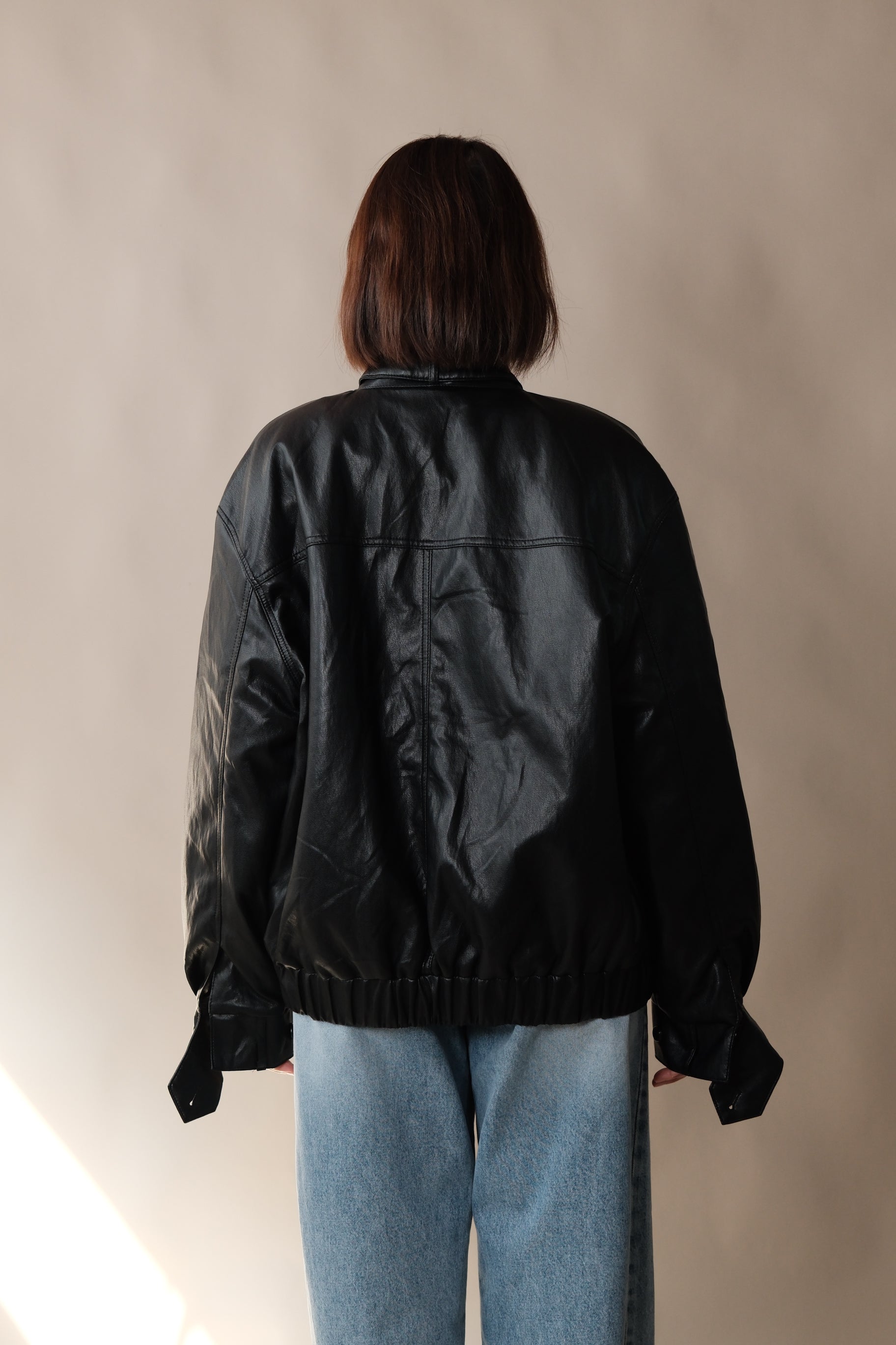 premium vegan leather biker jacket