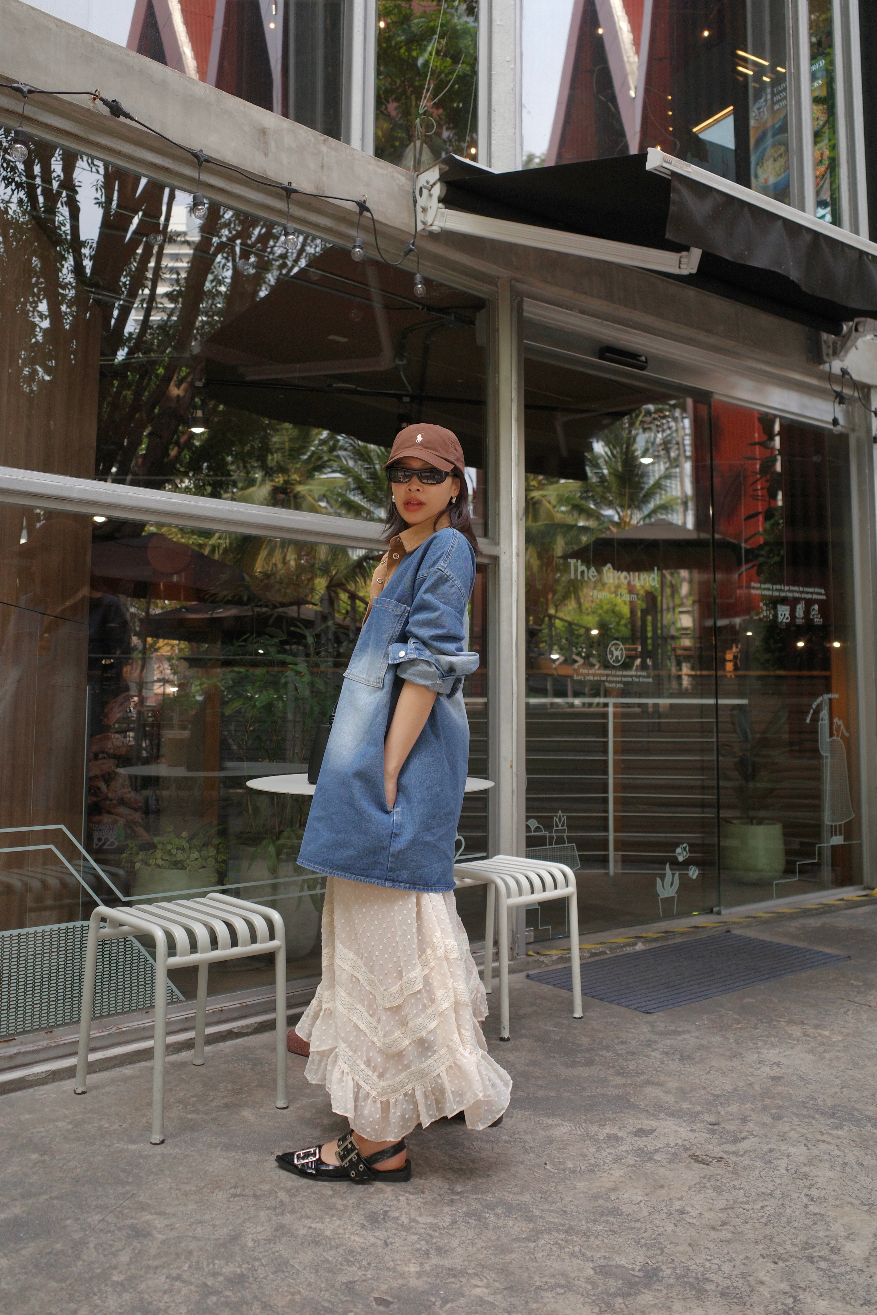 boho sheer unbalance skirt