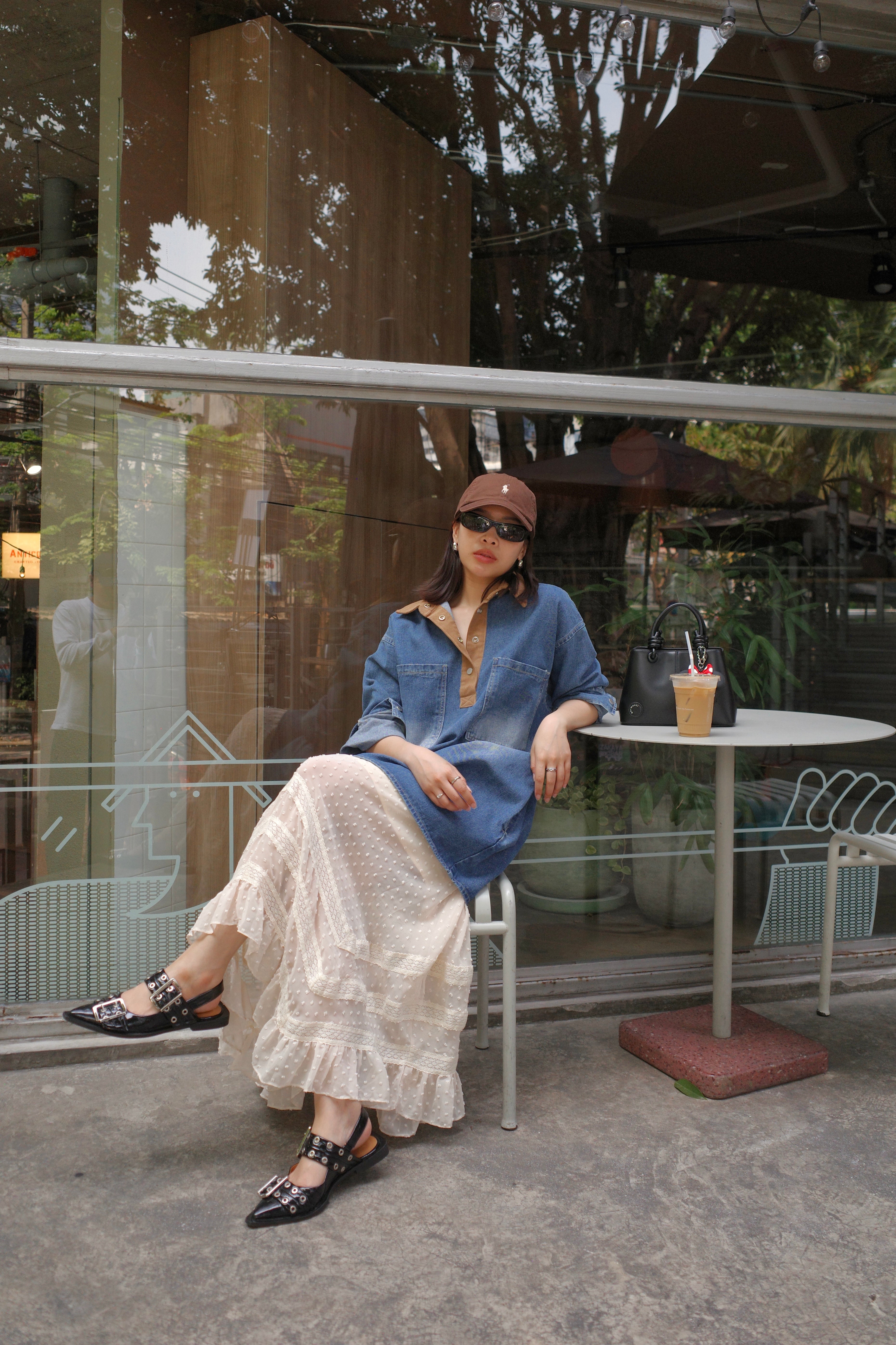 boho sheer unbalance skirt