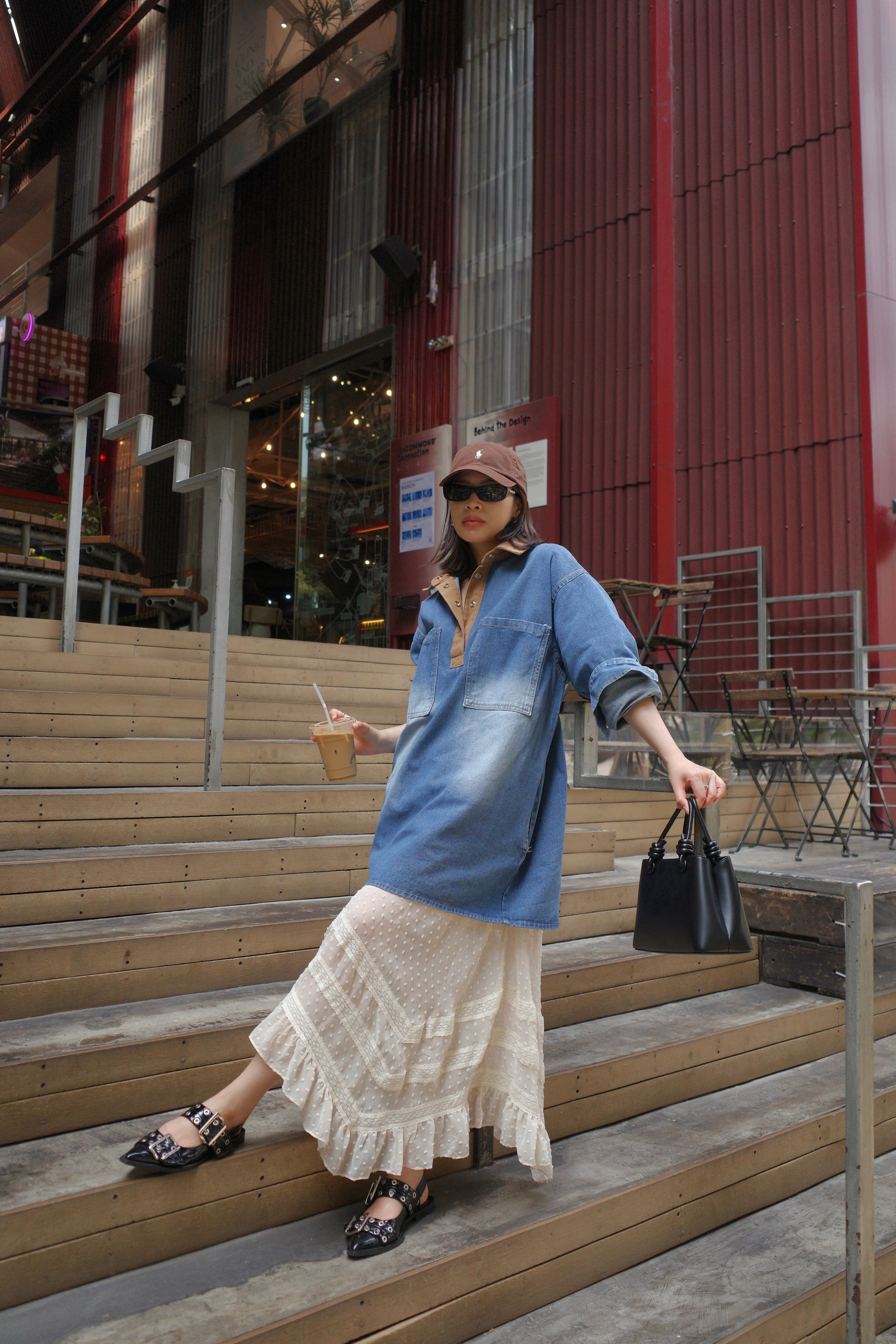 boho sheer unbalance skirt