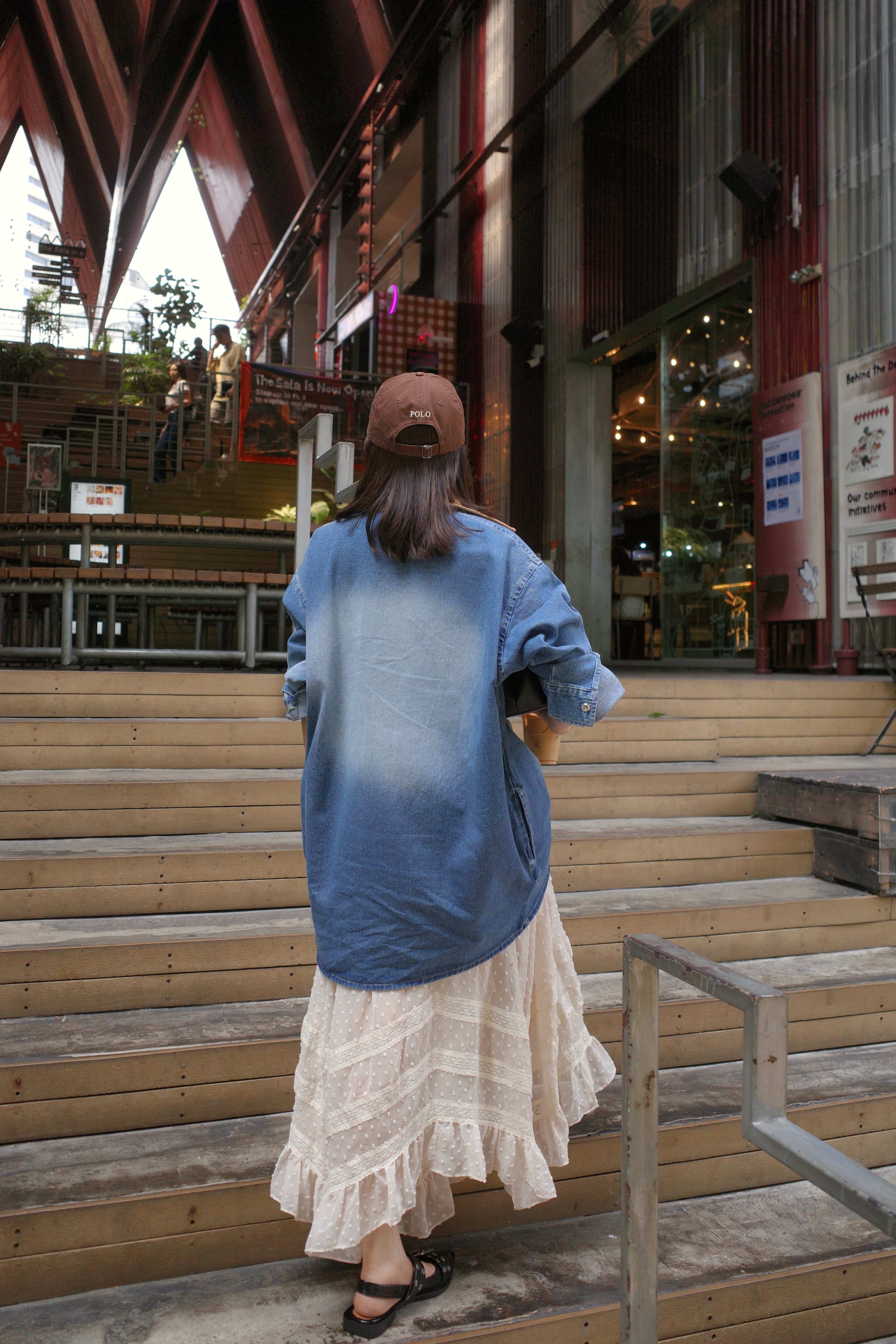 boho sheer unbalance skirt