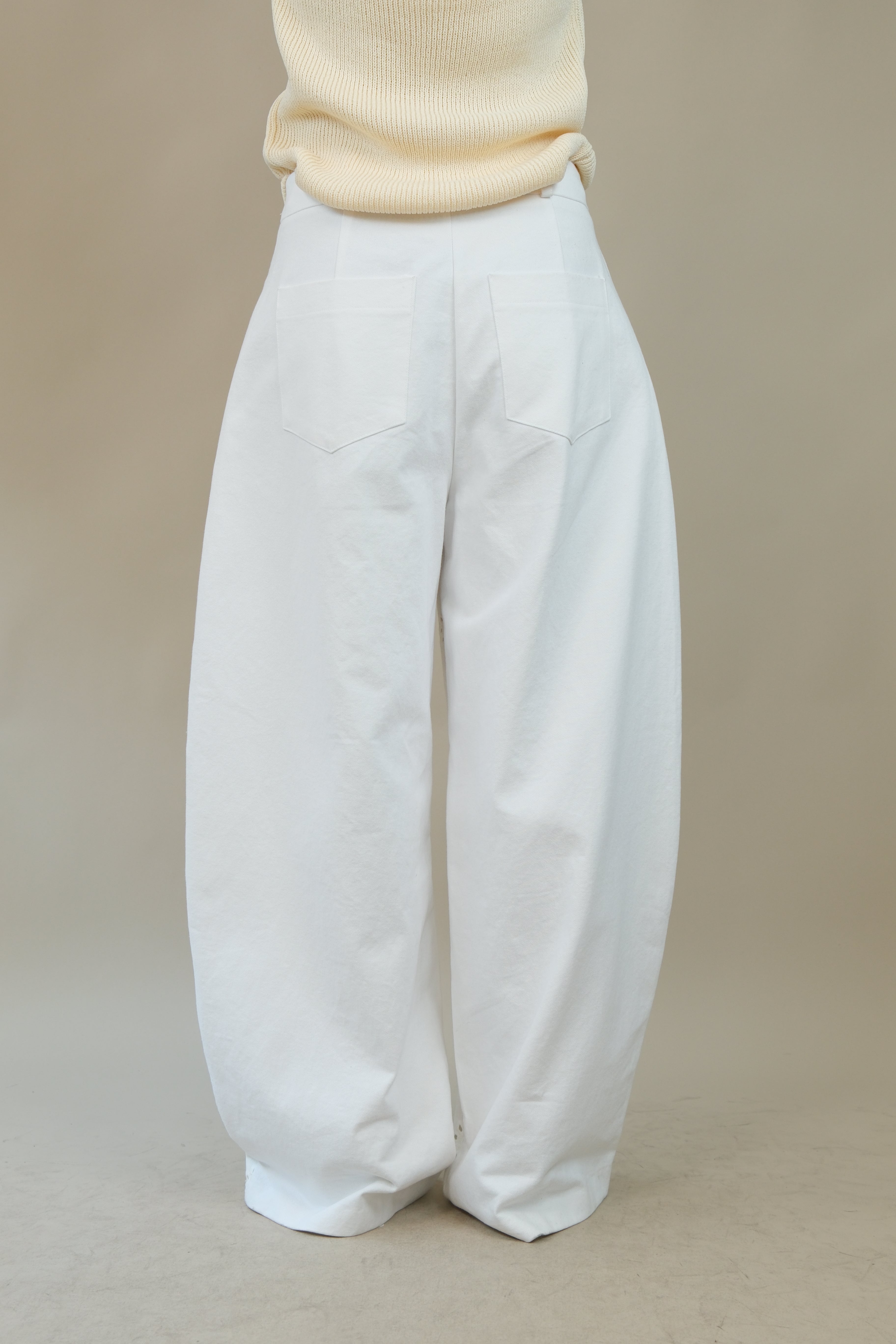 High-waist Lace Panel Balloon Jeans