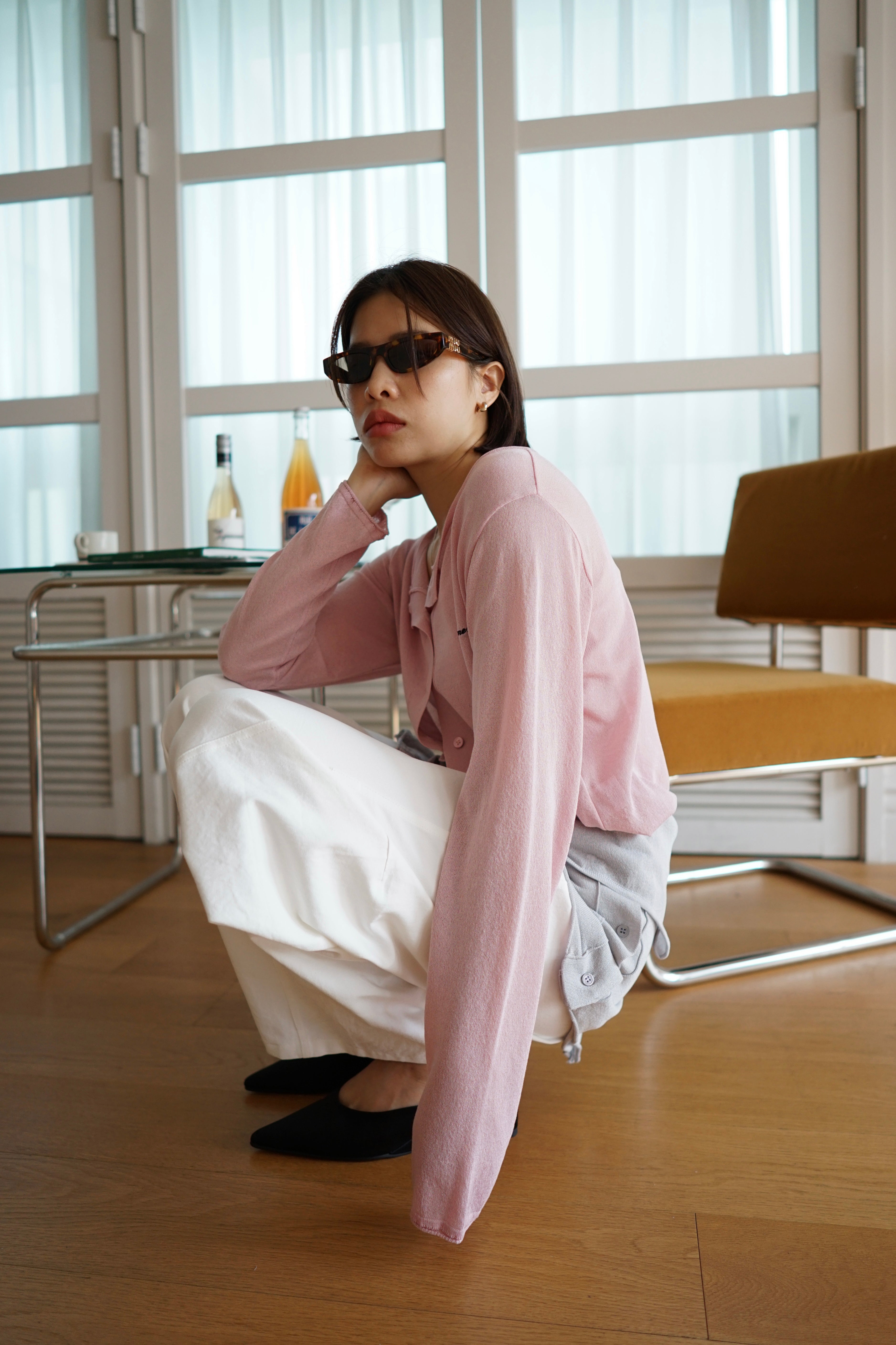 lightweight round neck cardigan