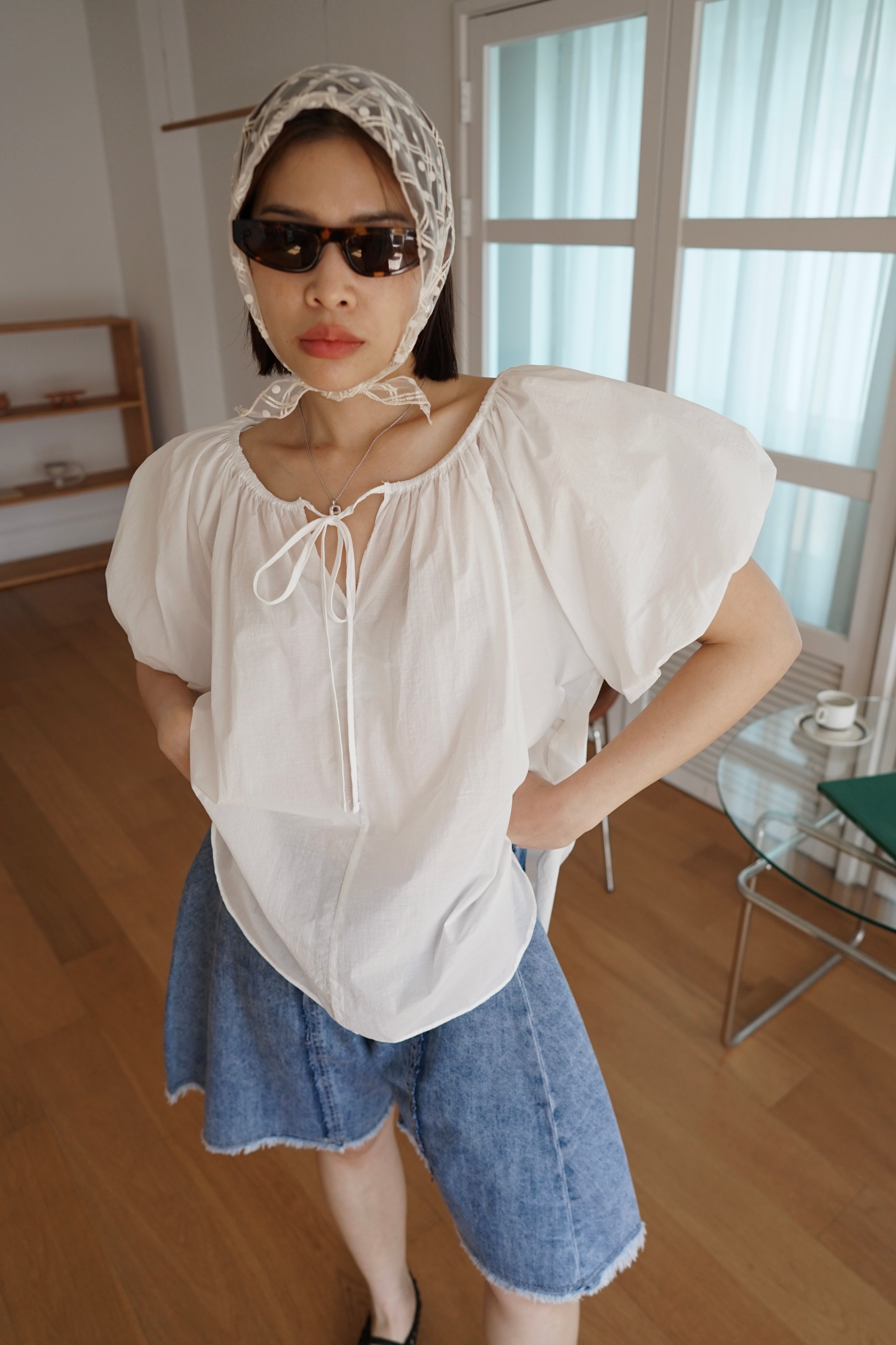 2 way balloon sleeve blouse