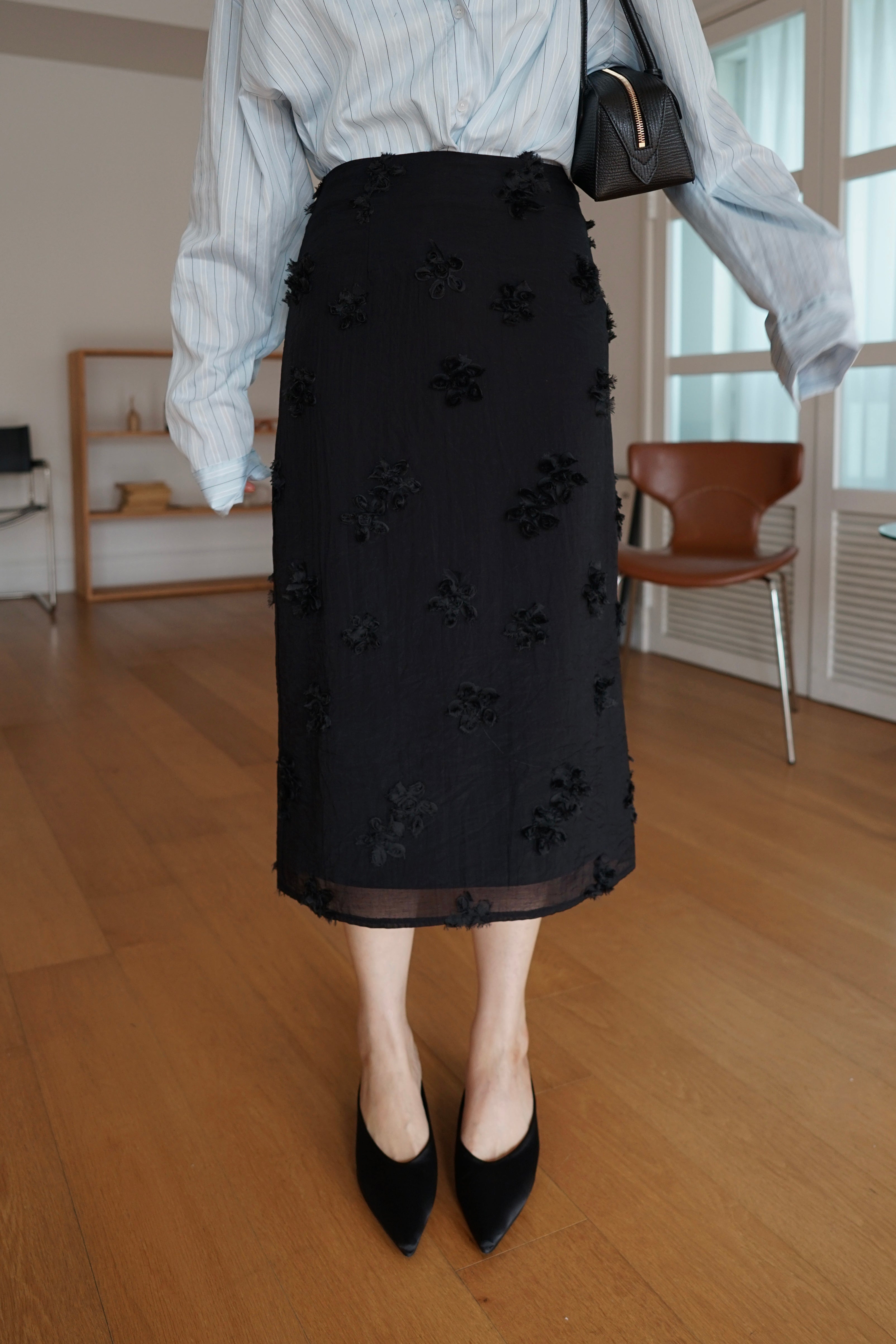 bloom textured long skirt