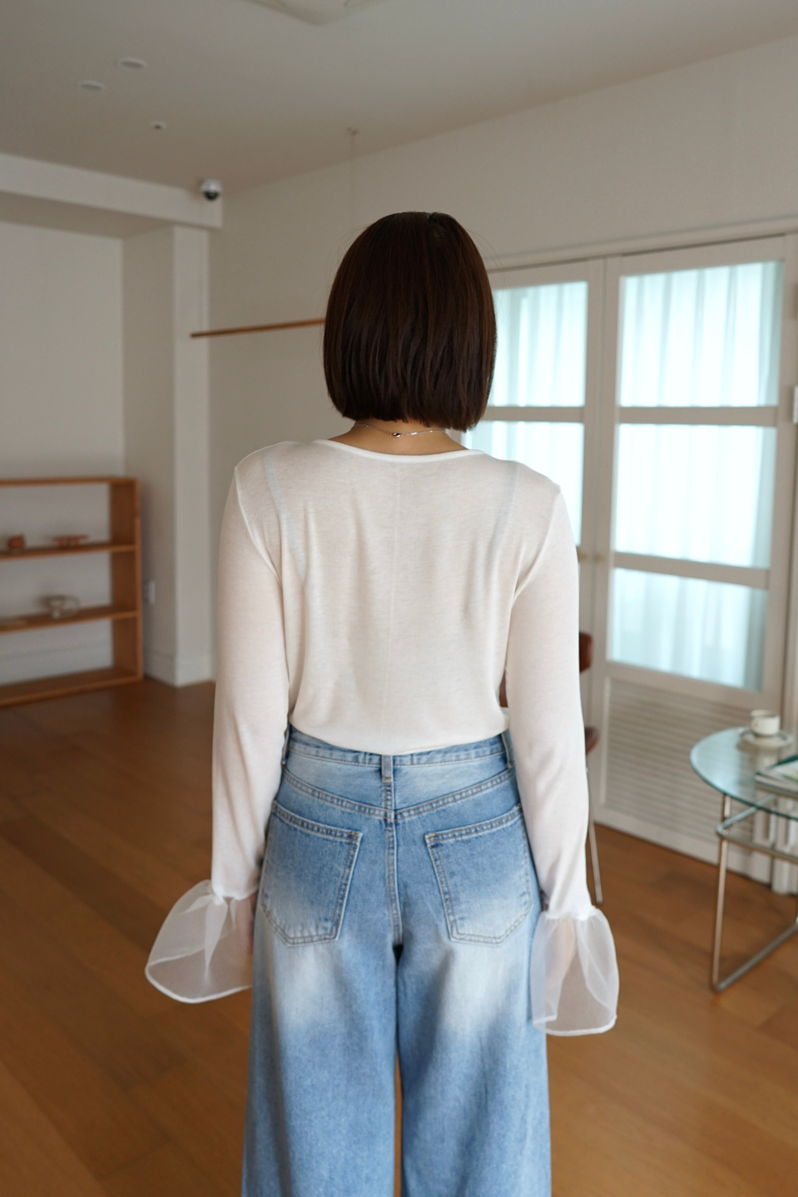 Hanni sheer bell sleeve slim tee