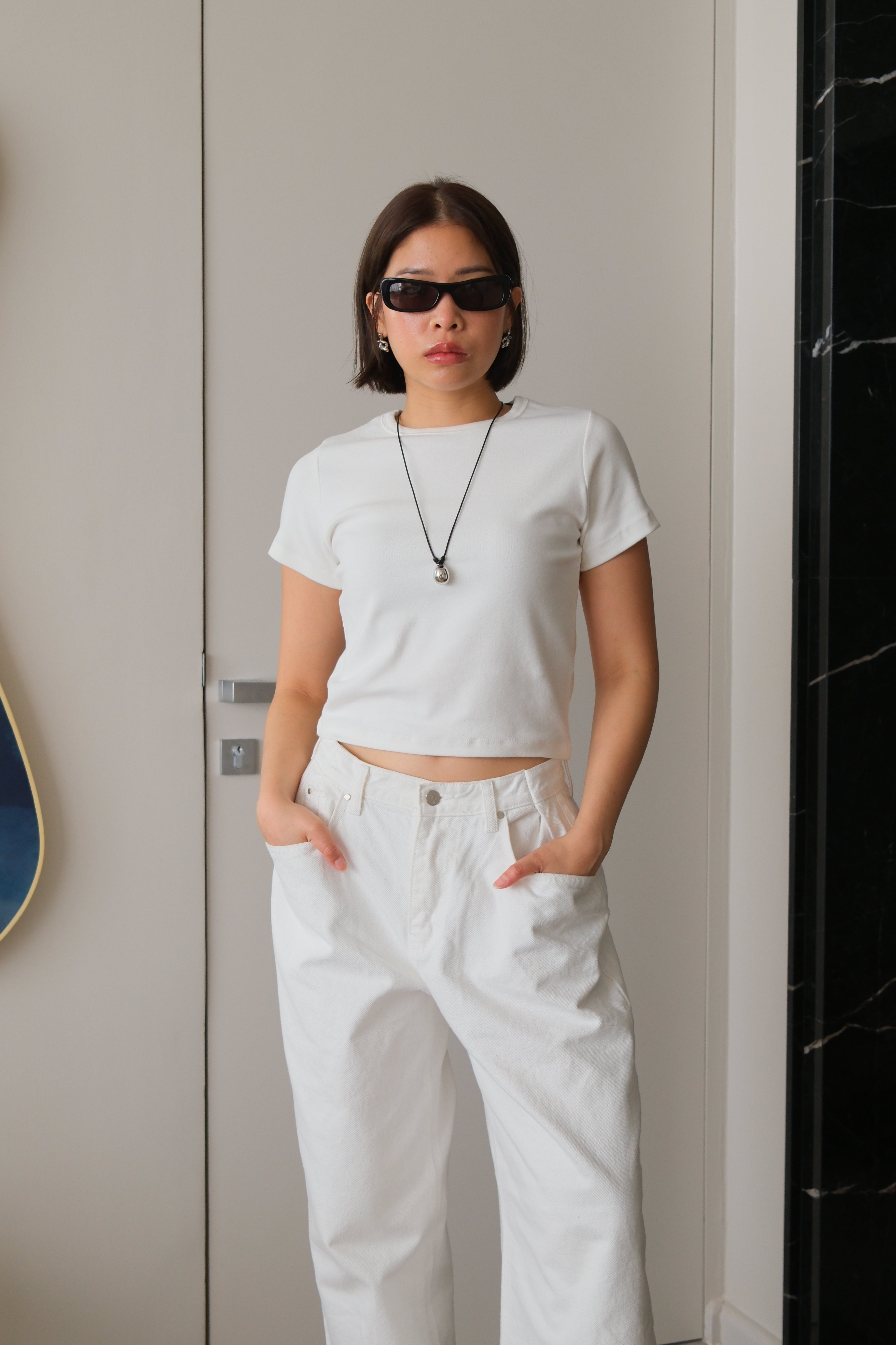 coucou basic slim crop tee