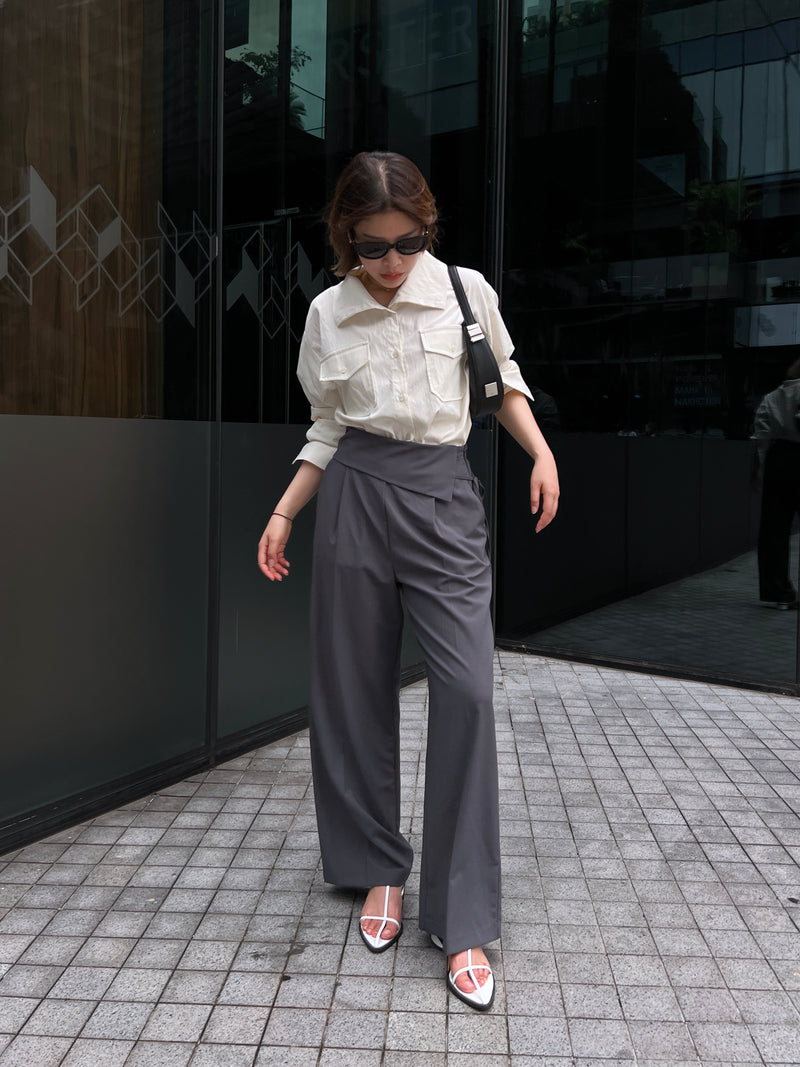 fold-over pleated trousers