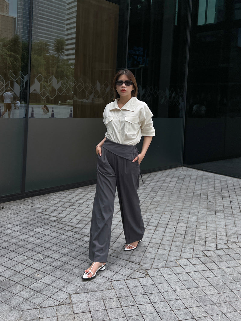 fold-over pleated trousers