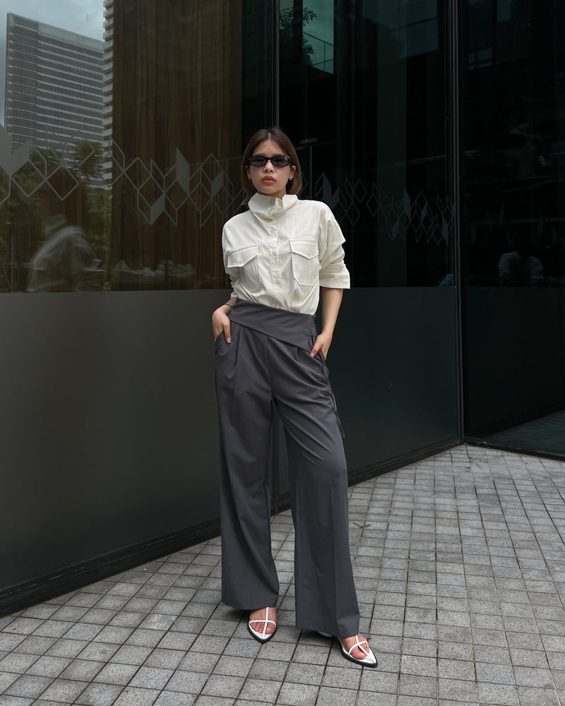 fold-over pleated trousers