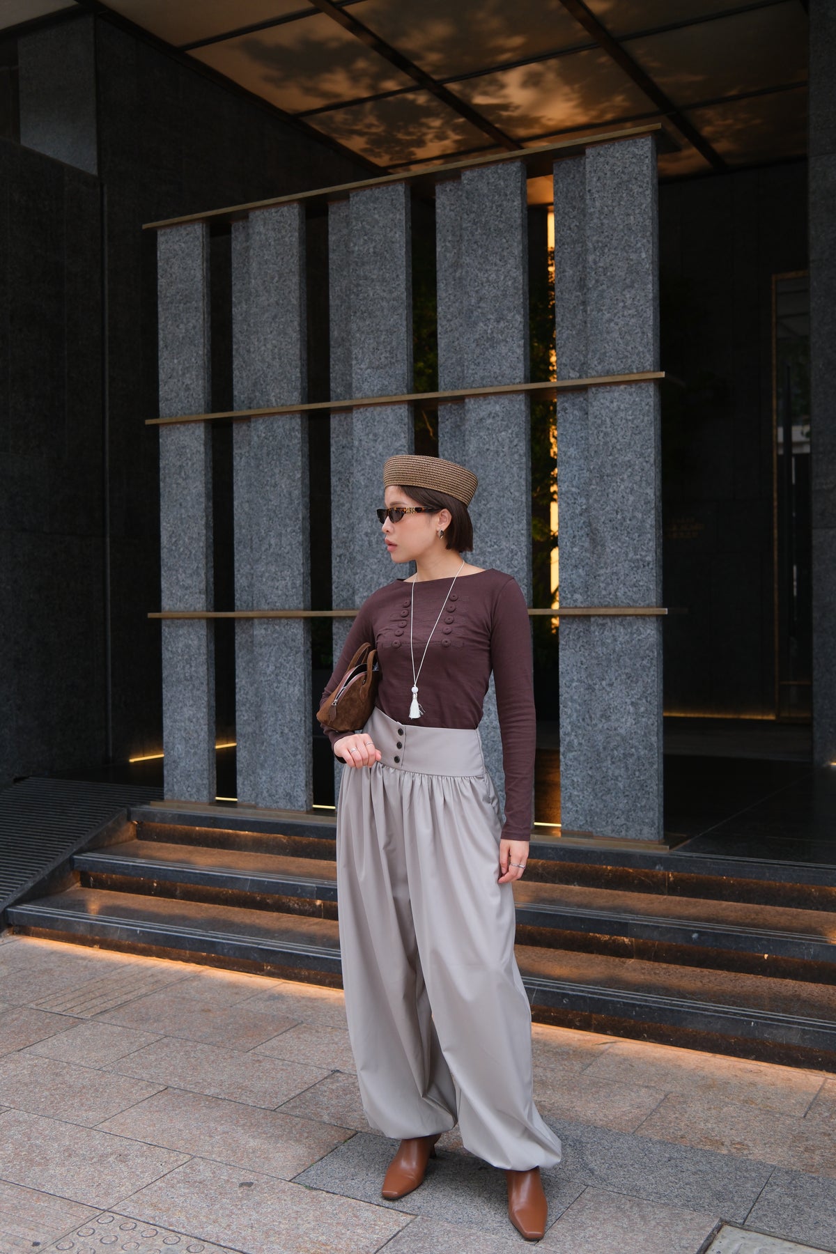 Elara Button Waist Balloon Pants