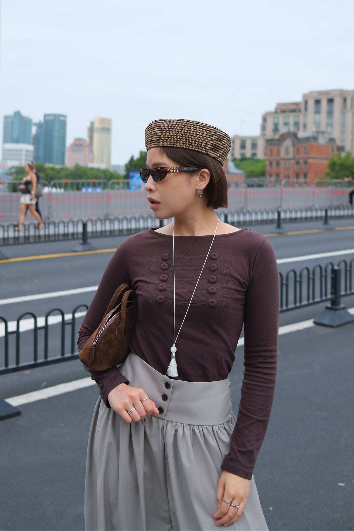 Military Button Long Sleeve Tee